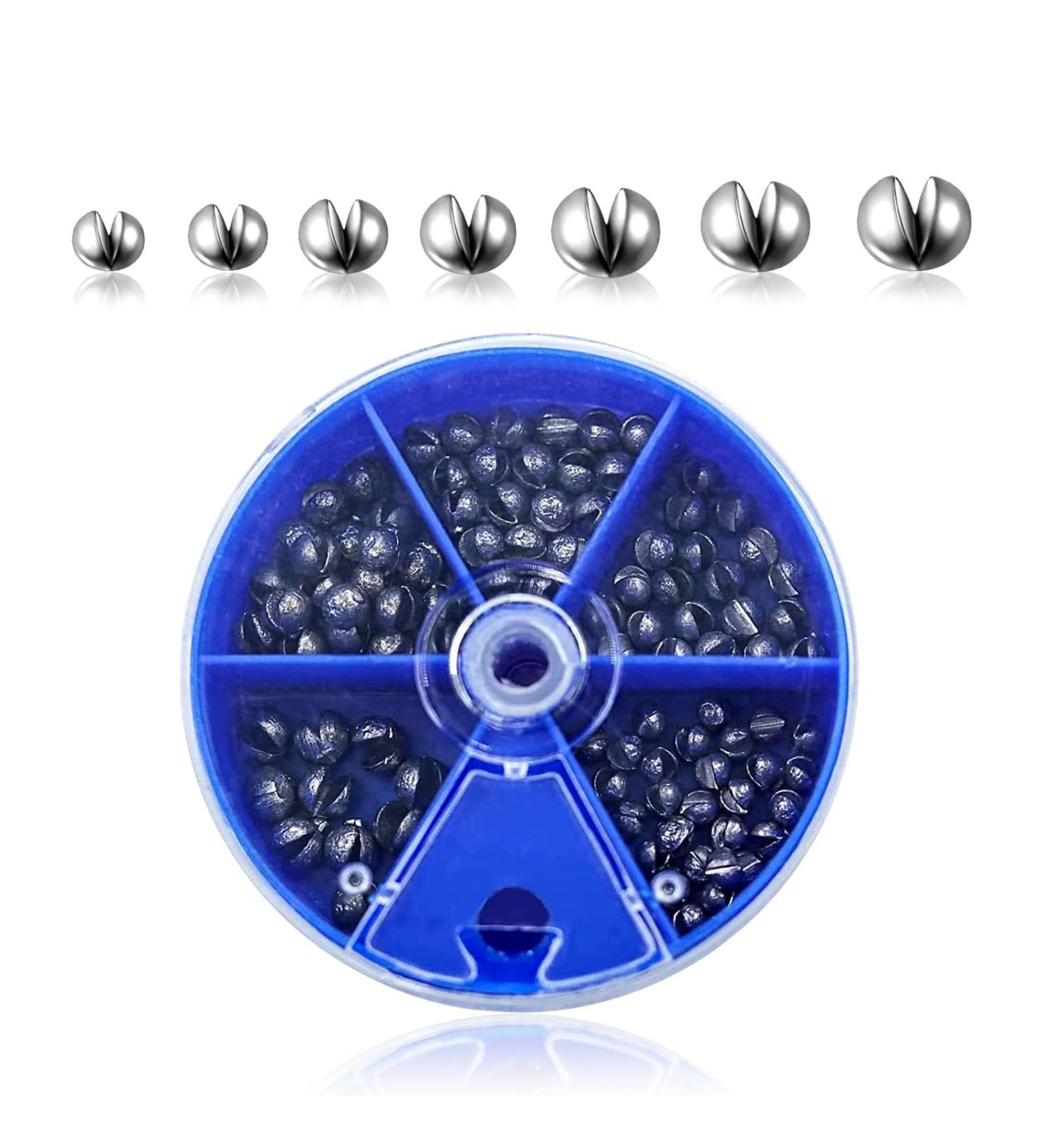 Aivoro Fishing Lime - 100 Lead Blast Weights with Storage Box | Removable Lead Weights in 5 Sizes (0.3g/0.6g/1g) - International Shipping Available - Buy Online on GoSupps.com