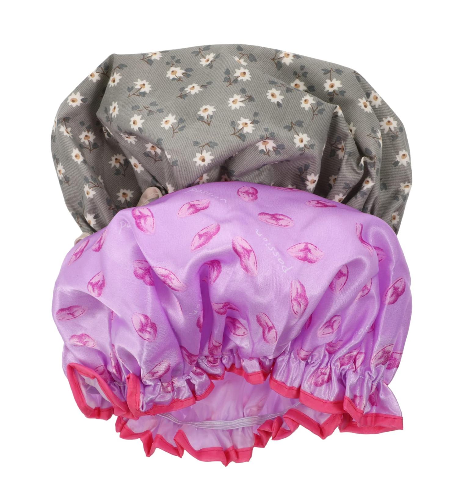 Healeved 2pcs Double-layer Satin-lined Shower Caps for Women - Peva Lining, Hair Drying Turban, Bathing Cap - Buy Online on GoSupps.com