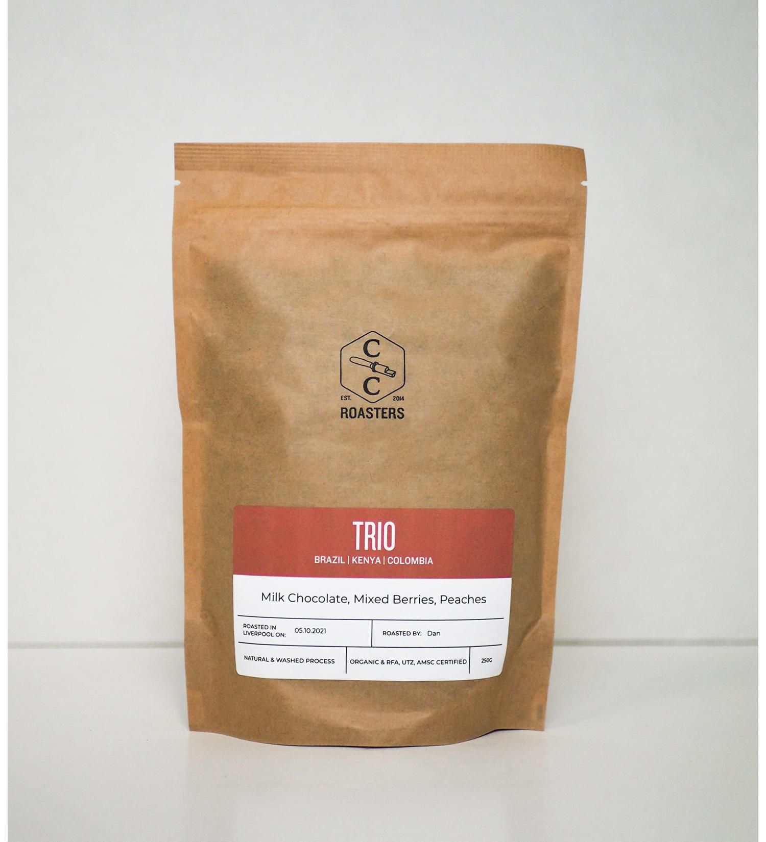 Crosby Coffee Roasters Trio Blend 100% Arabica Speciality Coffee - Light to Medium Roast Espresso Grind 500g