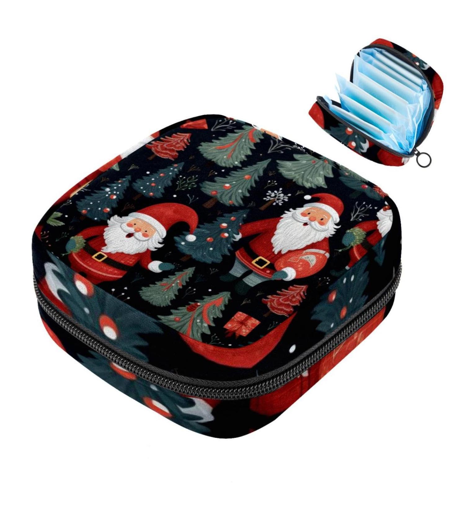 Women Bands Storage Bag - Merry Christmas Pattern Travel Makeup Organizer & Menstrual Cup Pocket - High Capacity 1 Count - Buy Online on GoSupps.com