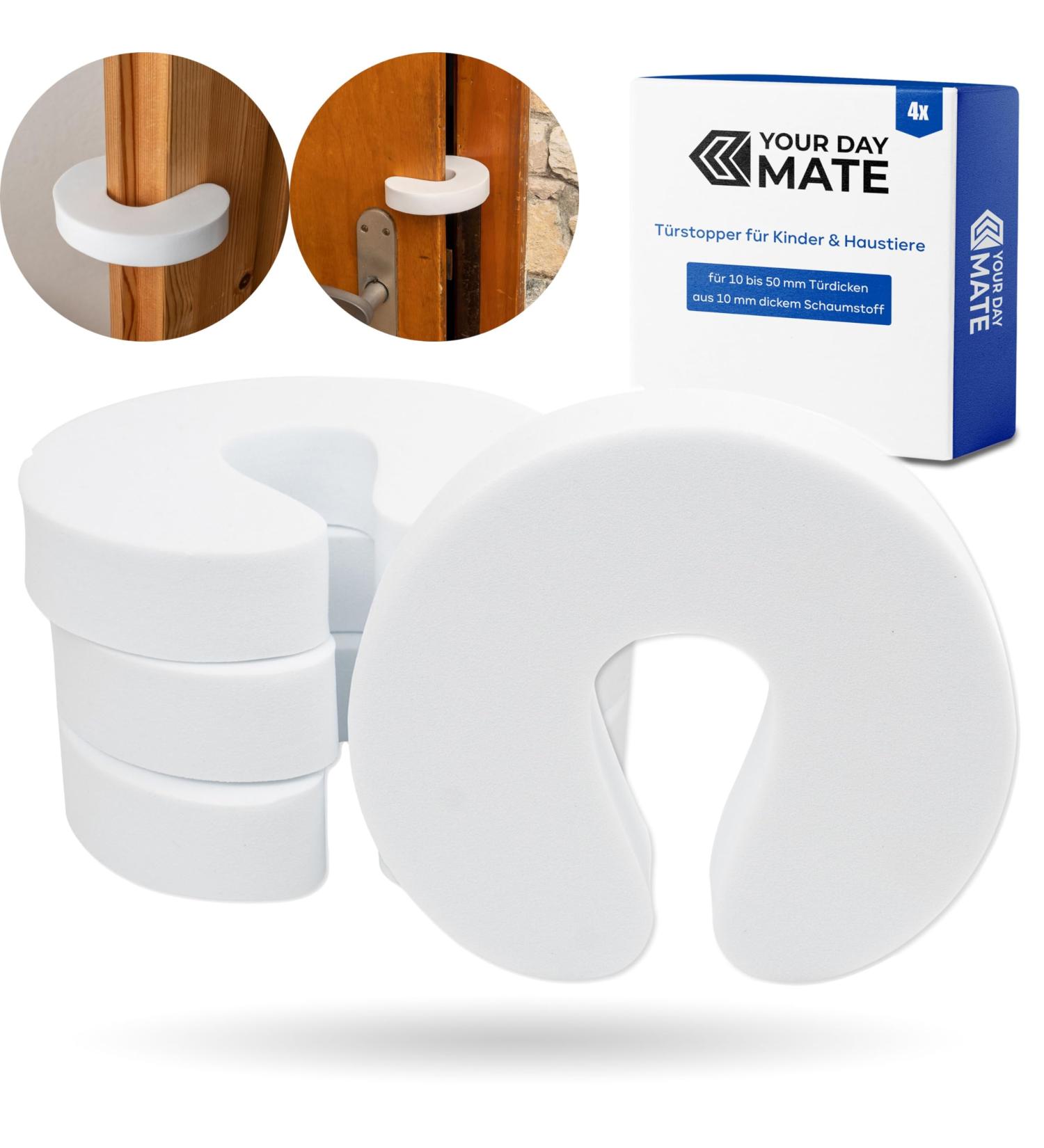 Door Stopper for Children & Pets - Foam Finger Pinch Protection (4 Pieces) | White Safe Door Locking Design for 10-50mm Thickness - Buy Online on GoSupps.com