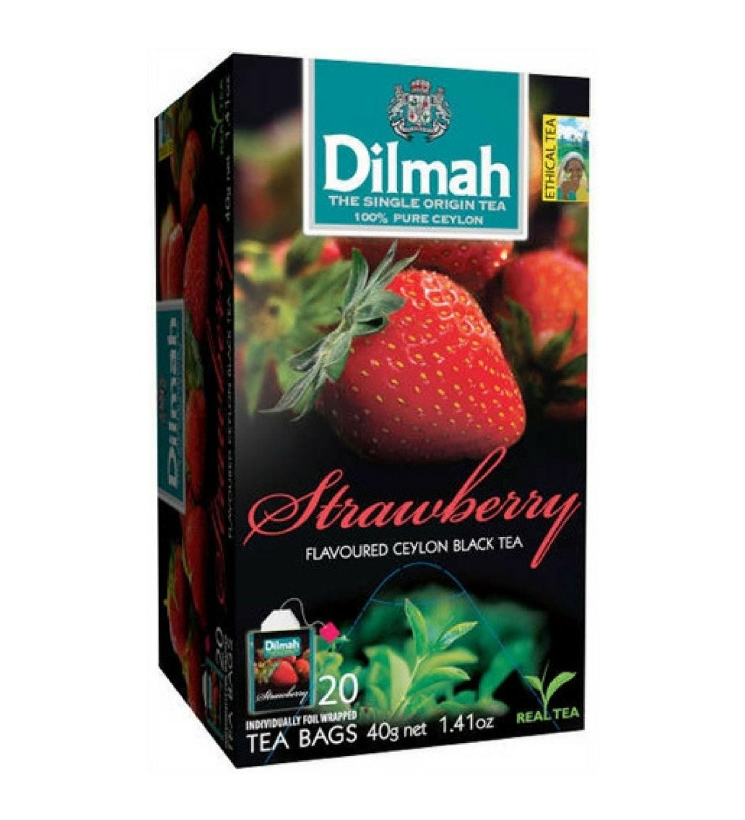  Dilmah Ceylon black tea with strawberry flavor - 20 tea bags - Sri Lankan Ceylon Strawberry Dilmah Tea - Buy Online on GoSupps.com