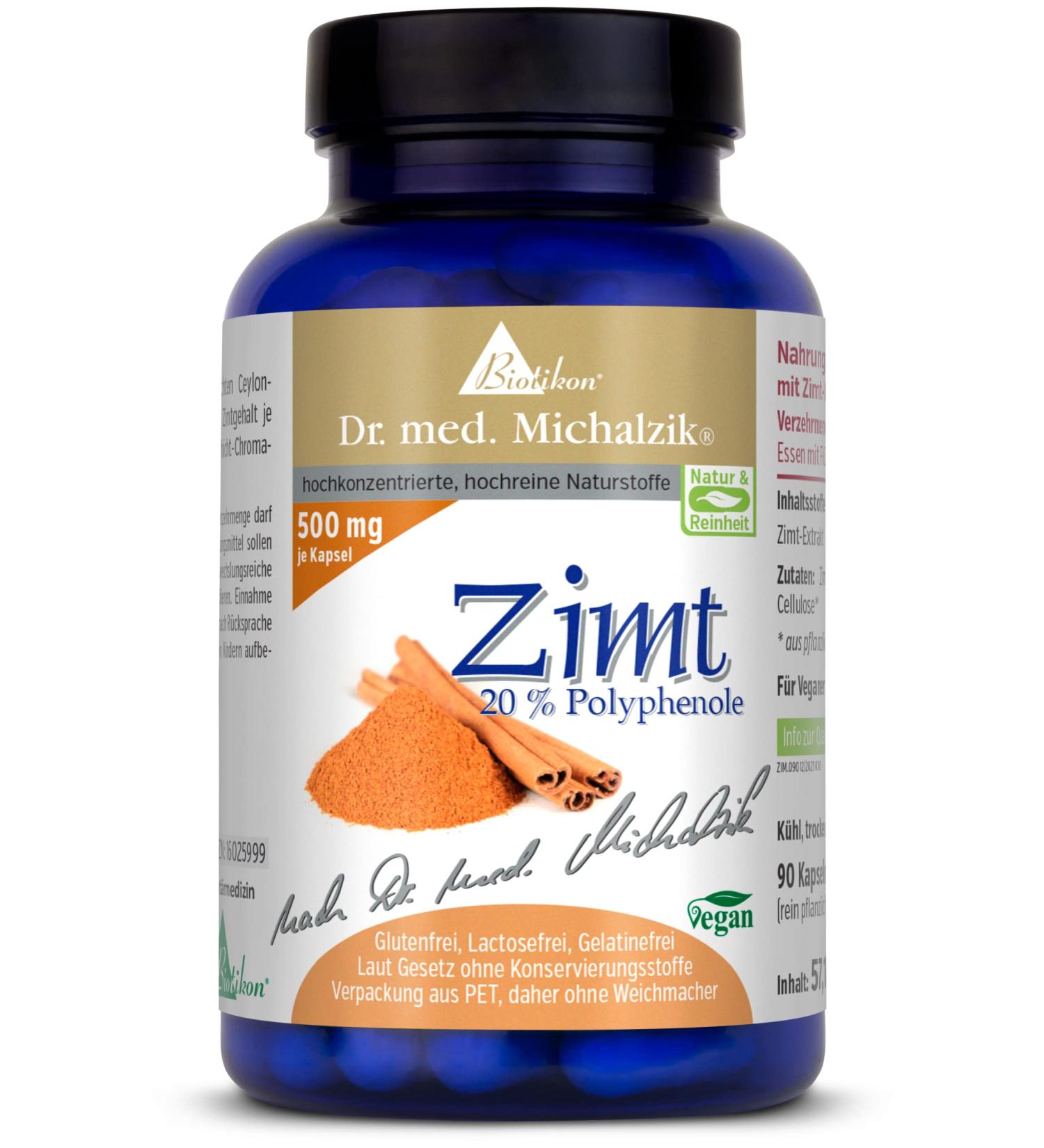 Ceylon Cinnamon Capsules 500mg | Dr. med. Michalzik | 20% Polyphenols | Pure Ceylon Extract for Optimal Health - Buy Online on GoSupps.com