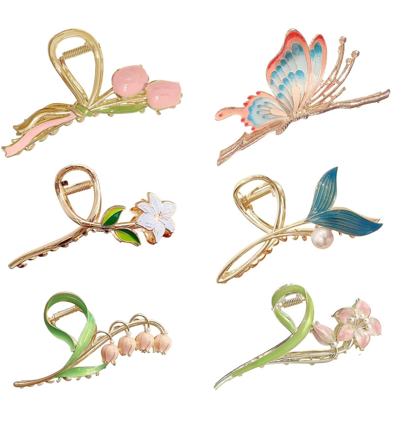 6Pcs Flower Hair Claw Clips for Women - Non-Slip Metal Butterfly Hair Clips Set - Buy Online on GoSupps.com