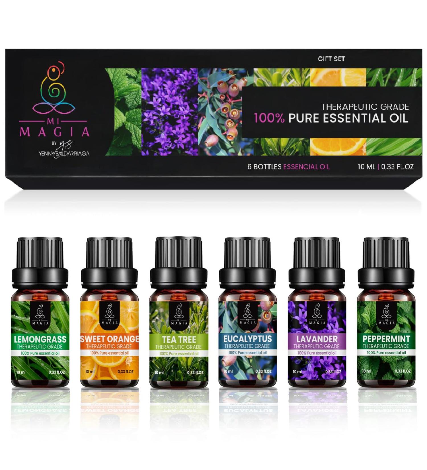 100% Pure Essential Oils Gift Set - Aromatherapy Oils for Diffusers | Eucalyptus Lavender Lemon Grass Orange Peppermint Tea Tree | Ideal for Home & Soap Making Supplies - Buy Online on GoSupps.com