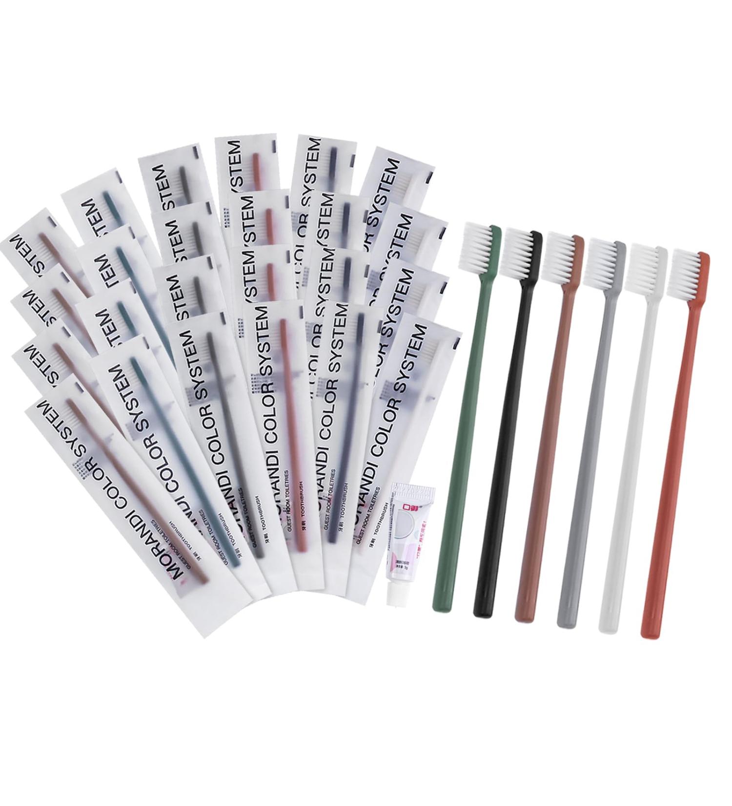 Buy Disposable Toothbrush Set - 60 Individually Packaged with Toothpaste | Hotel & Travel Essentials in 6 Colors - Buy Online on GoSupps.com
