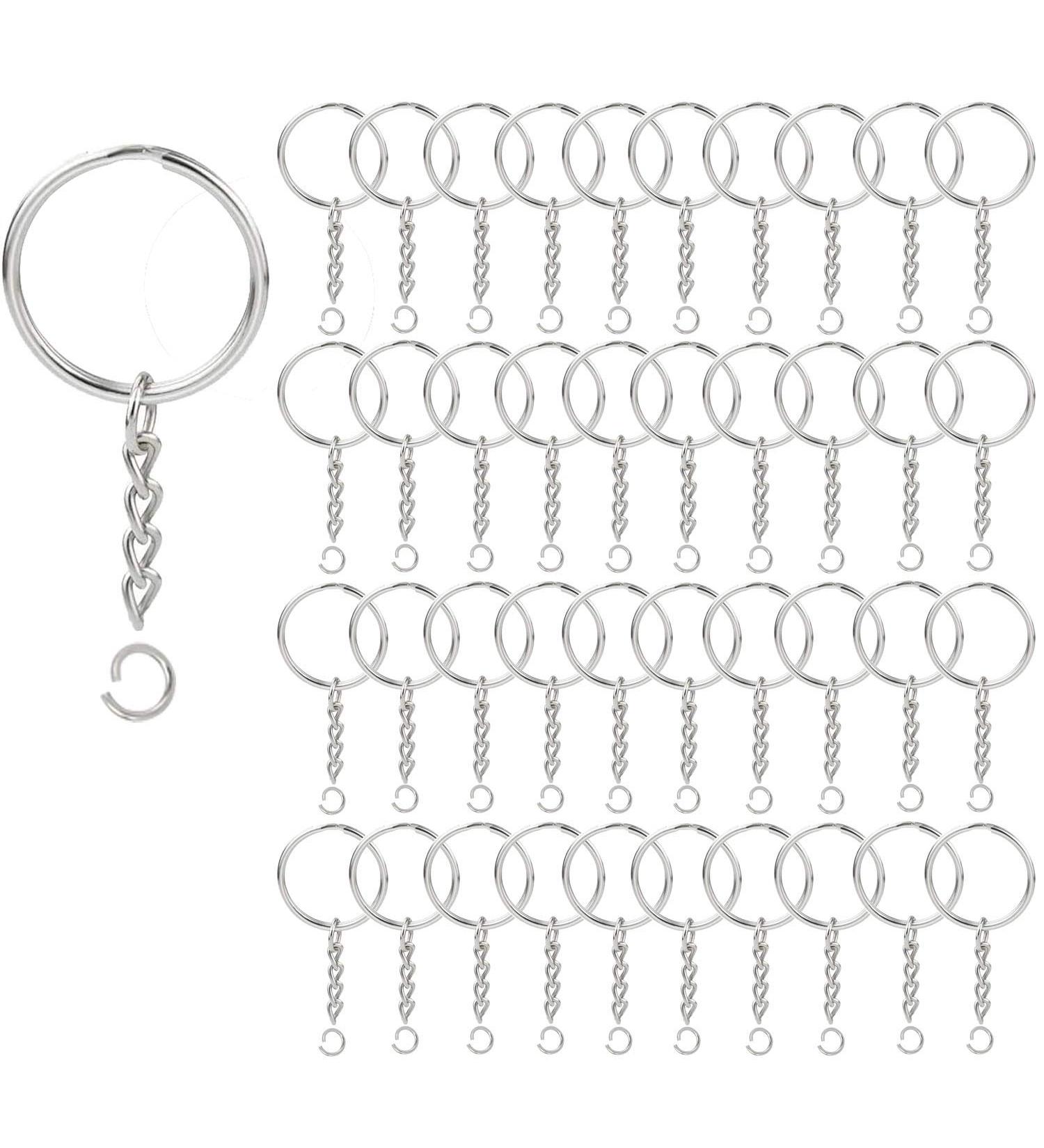 100 Pack 1 Inch Split Round Keychain Rings with Chain - Bulk Key Rings for Jewelry Making and Crafts - Buy Online on GoSupps.com