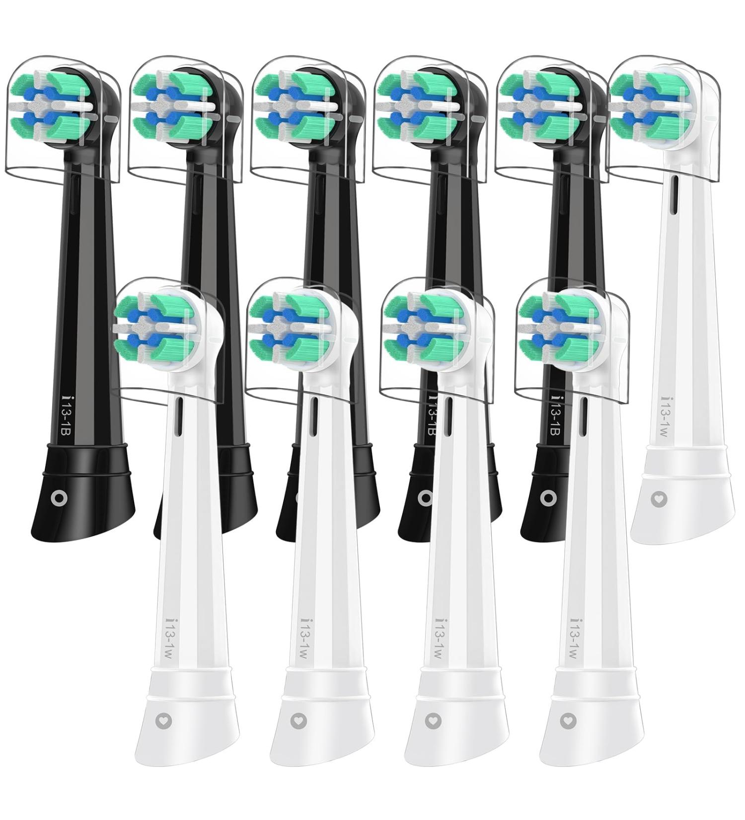 Toothbrush Replacement Heads for Oral-B iO Series 2-10 - 10 Pack Compatible Black/White Brush Heads - Buy Online on GoSupps.com