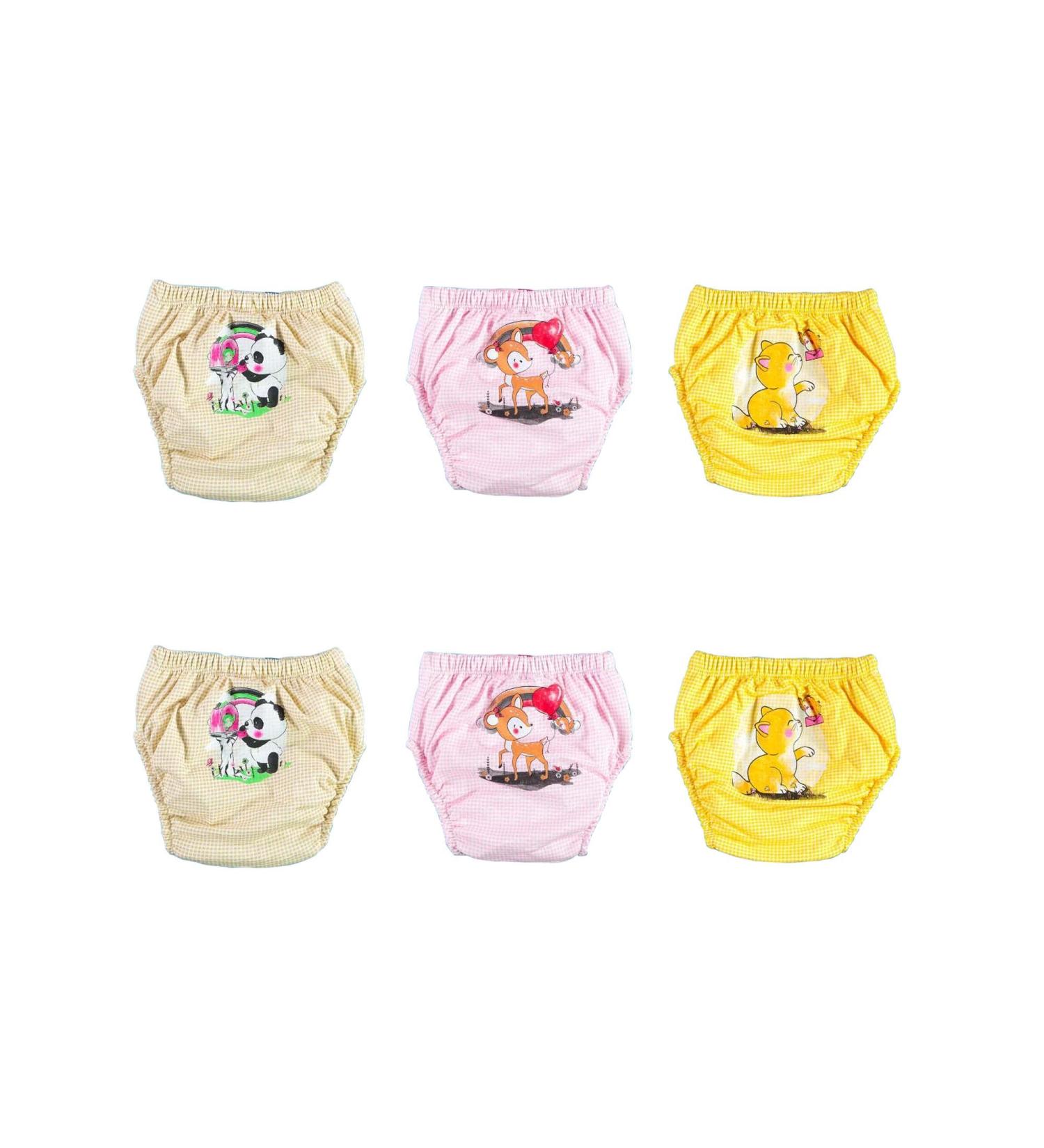Ozyol Trainer trousers for droplet training 6 Pack - reusable learning diapers Baby underwear to get clean toilet training 100 little cuties