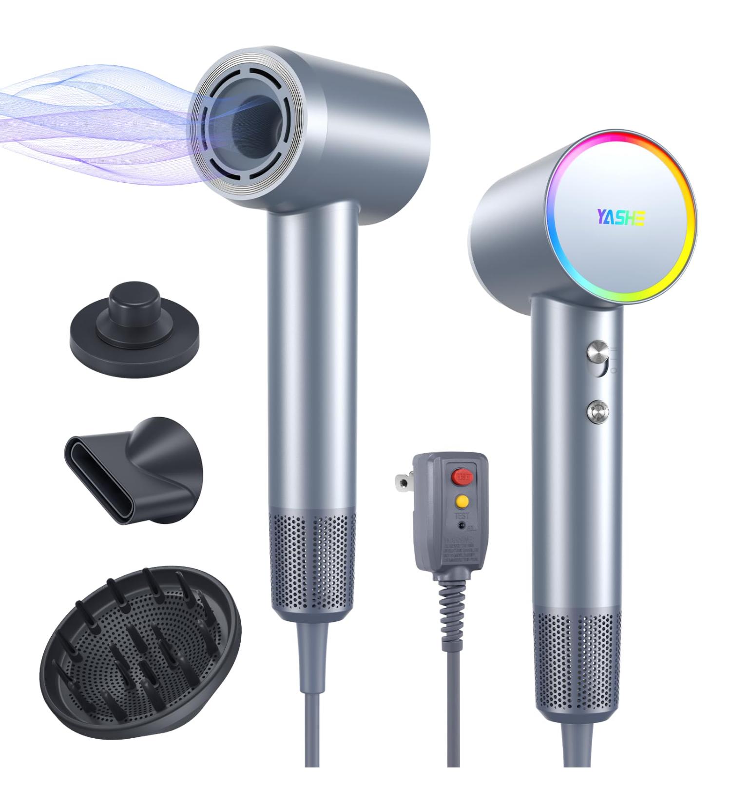 YASHE Professional Hair Dryer - 110 000 RPM Negative Ionic 1400W Fast Drying Brushless Blow Dryer with Diffuser - Low Noise for Home & Travel - Blue - Buy Online on GoSupps.com