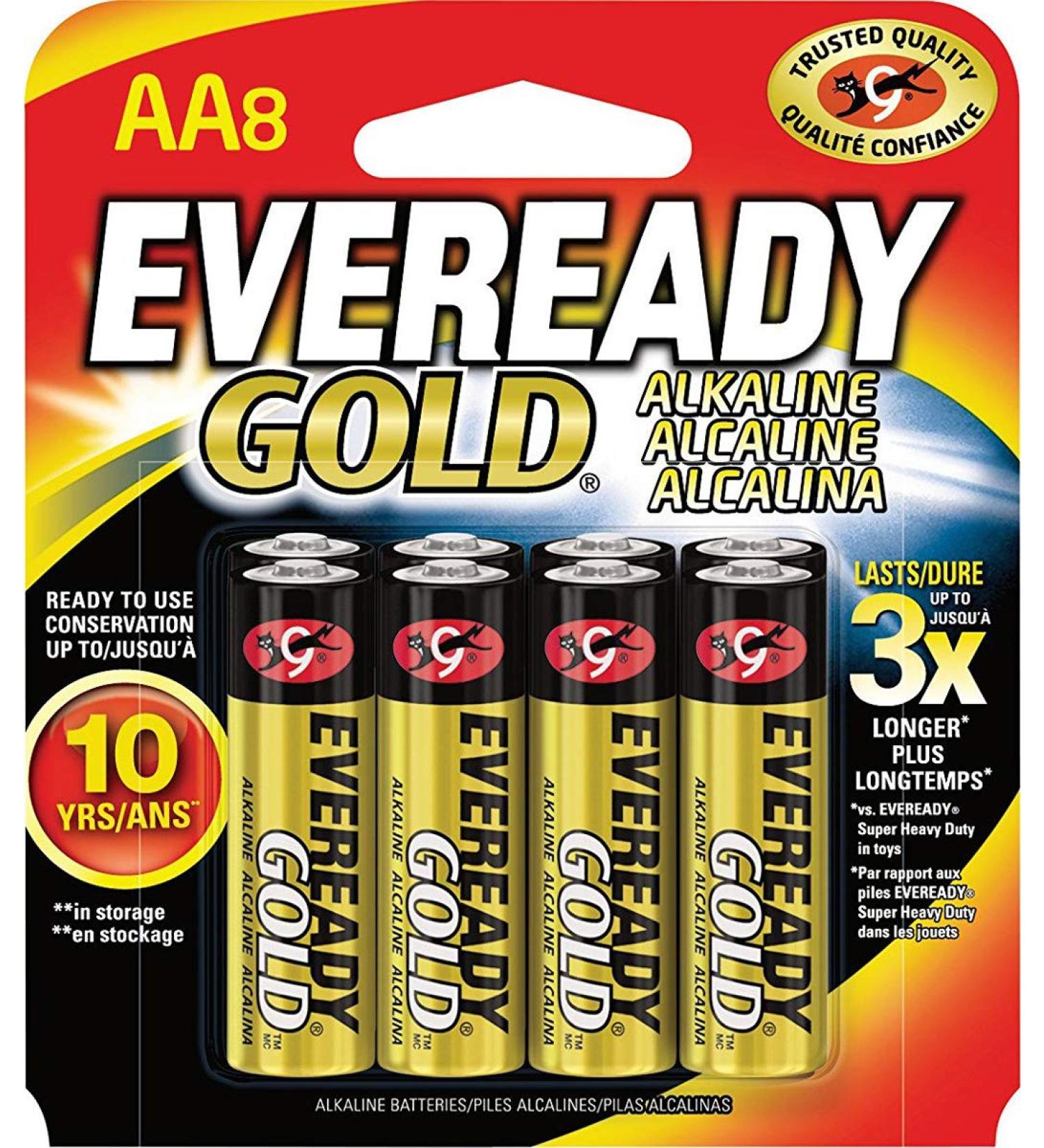 Energizer A91BP8 Alkaline Battery Eveready Gold AA 8/PK