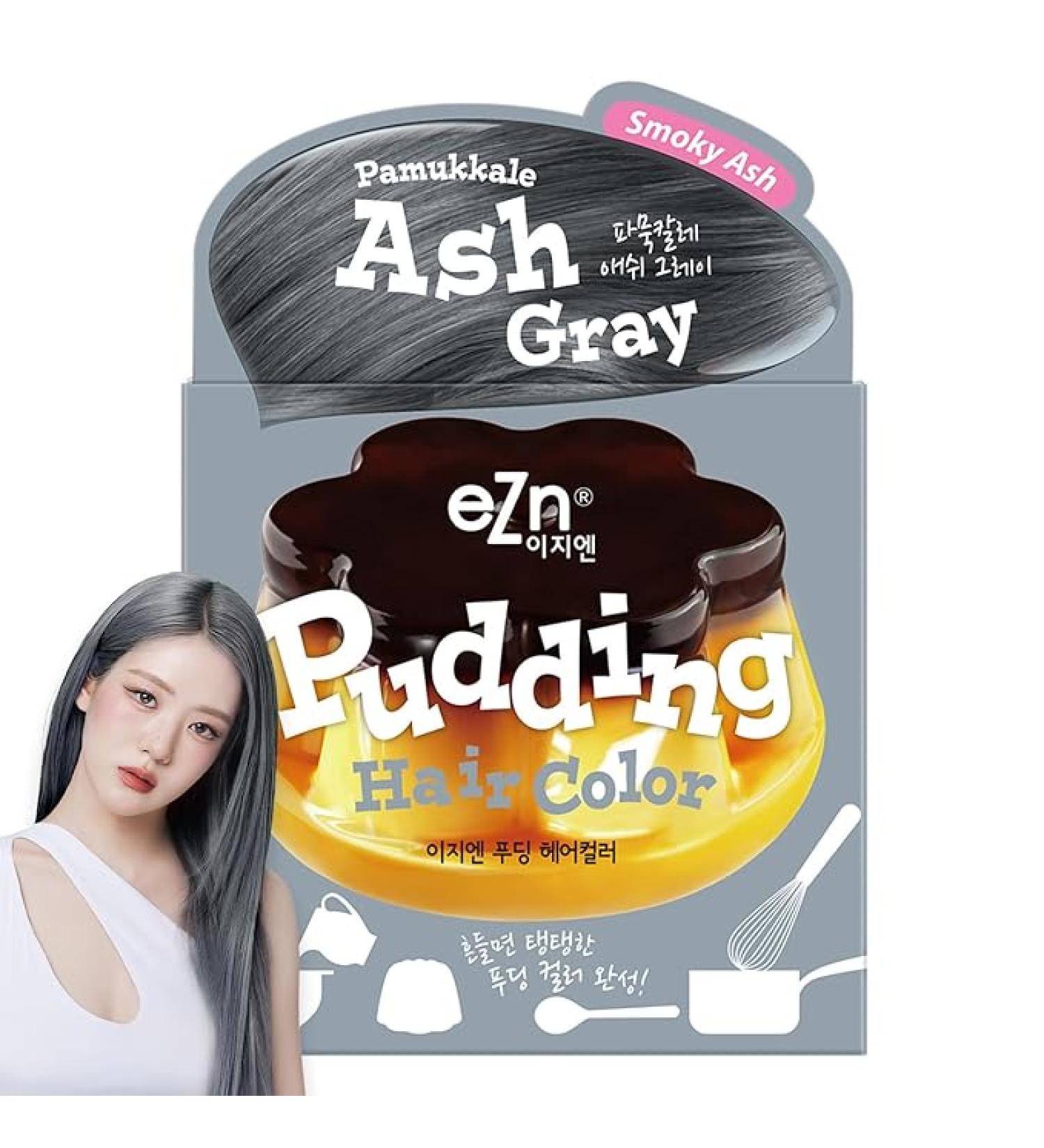 eZn Taeyeon Pudding Hair Dye Ammonia-Free Semi-Permanent Kit with Keratin | Ash Gray | Made in Korea - Buy Online on GoSupps.com