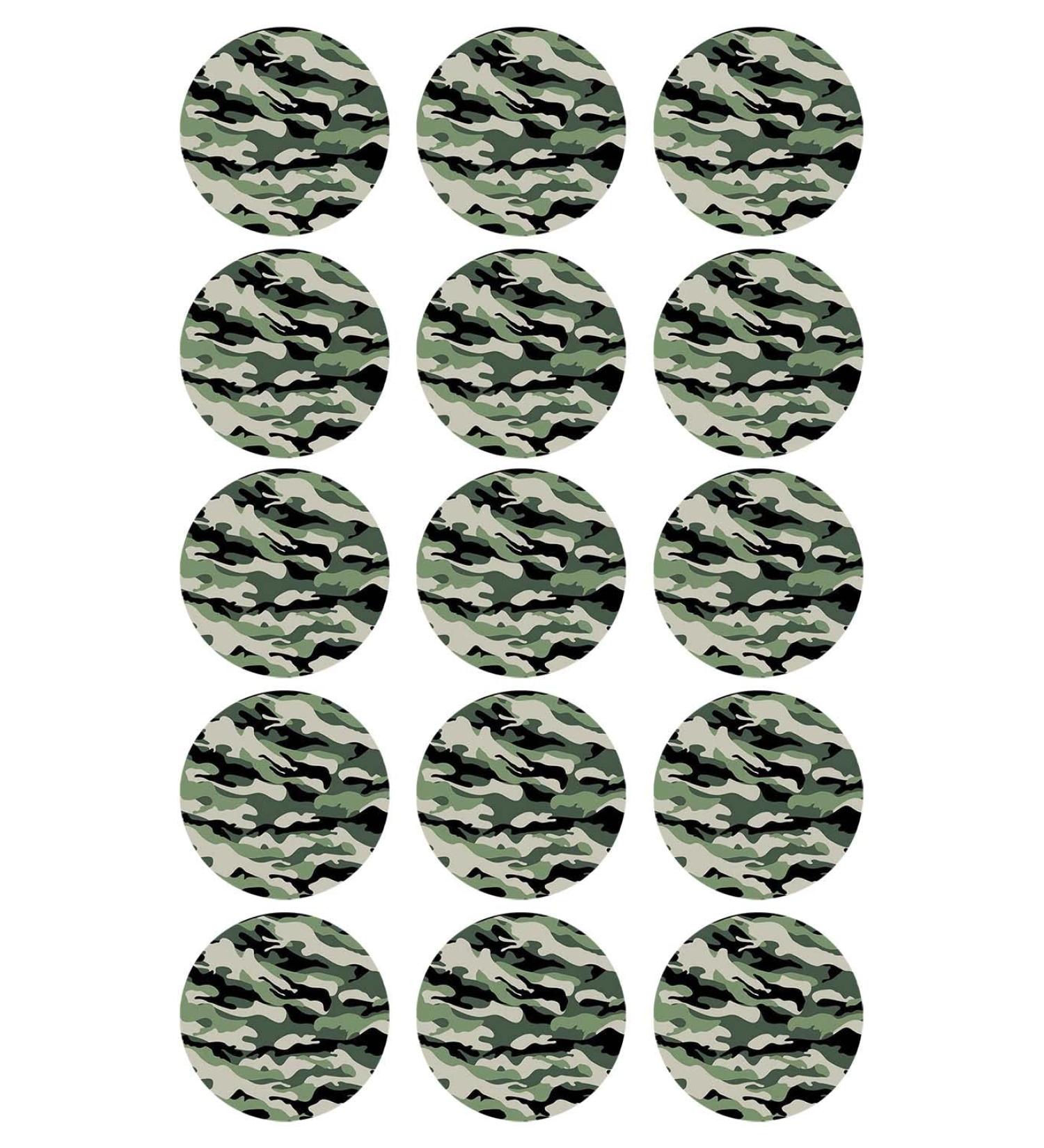 Camouflage Cupcake Toppers 15 x 2" pre-cut per sheet
