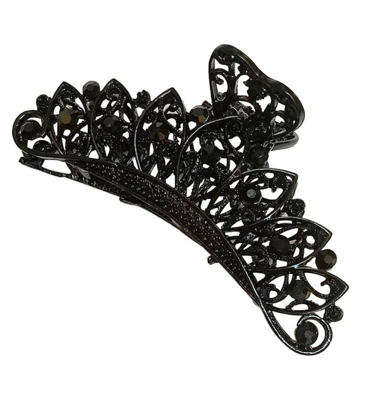 Numblartd Retro Black Rhinestone Hair Claw Clip - Vintage Fashion Accessory for Women - Buy Online on GoSupps.com