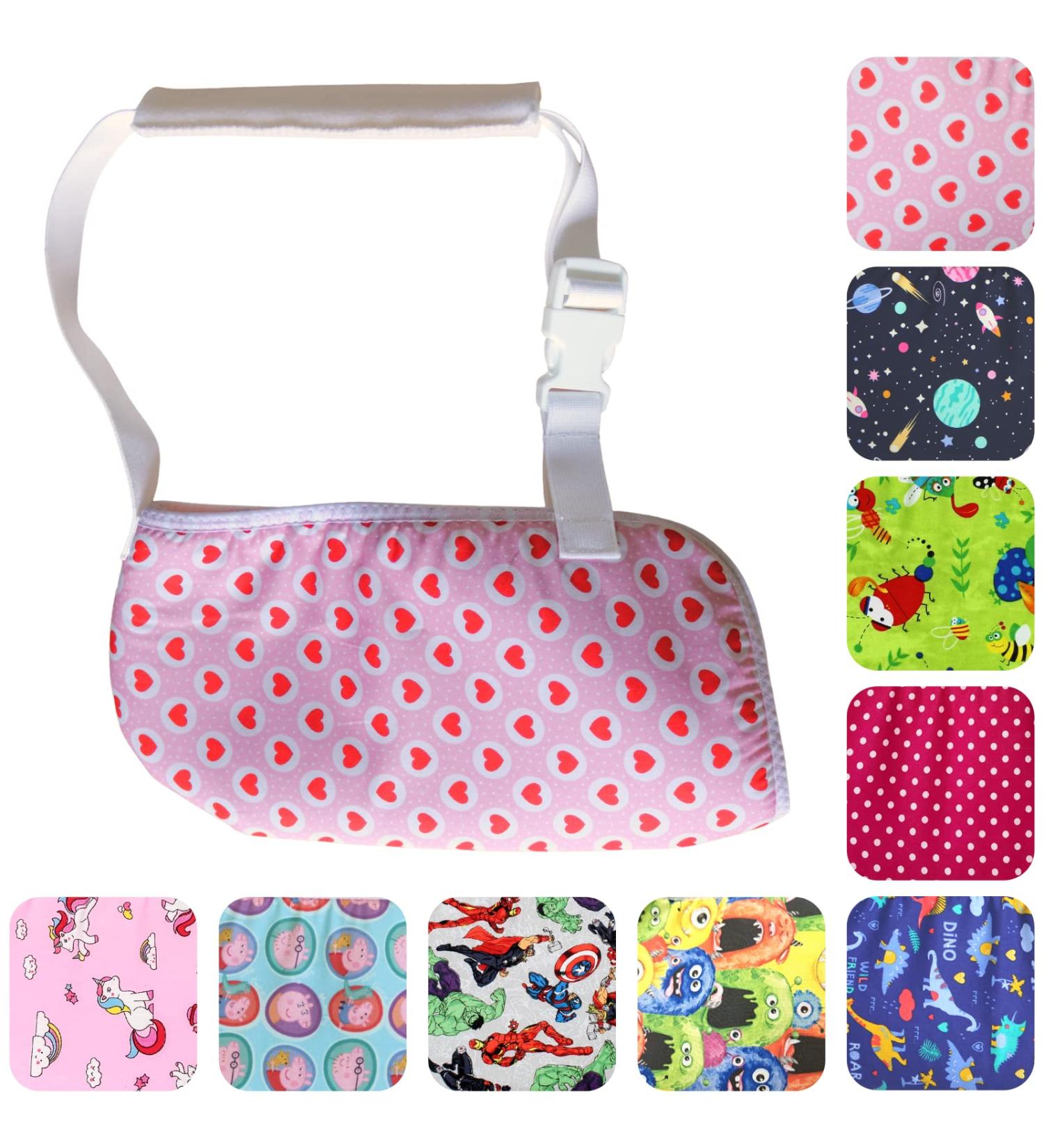 Solace Bracing Children's Padded Sling (8 Fun Designs) - British Made & NHS Supplied - Kids Arm Collarbone Wrist Shoulder Elbow Support for Fractures & Injuries - Love Hearts - Buy Online on GoSupps.com