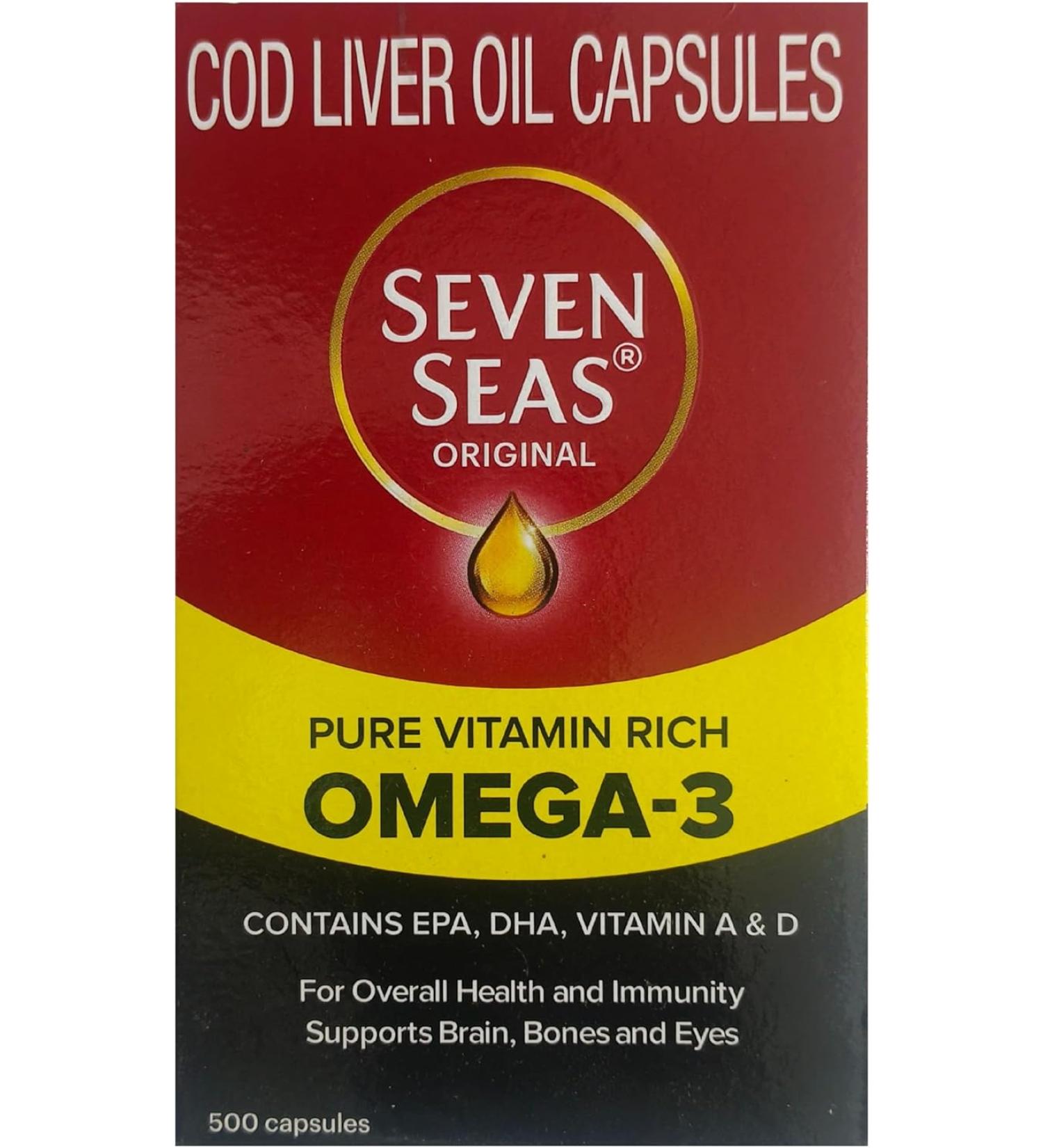 Seven Seas Cod Liver Fish Oil 500 Capsules - Premium Quality Omega-3 Supplement - Buy Online on GoSupps.com