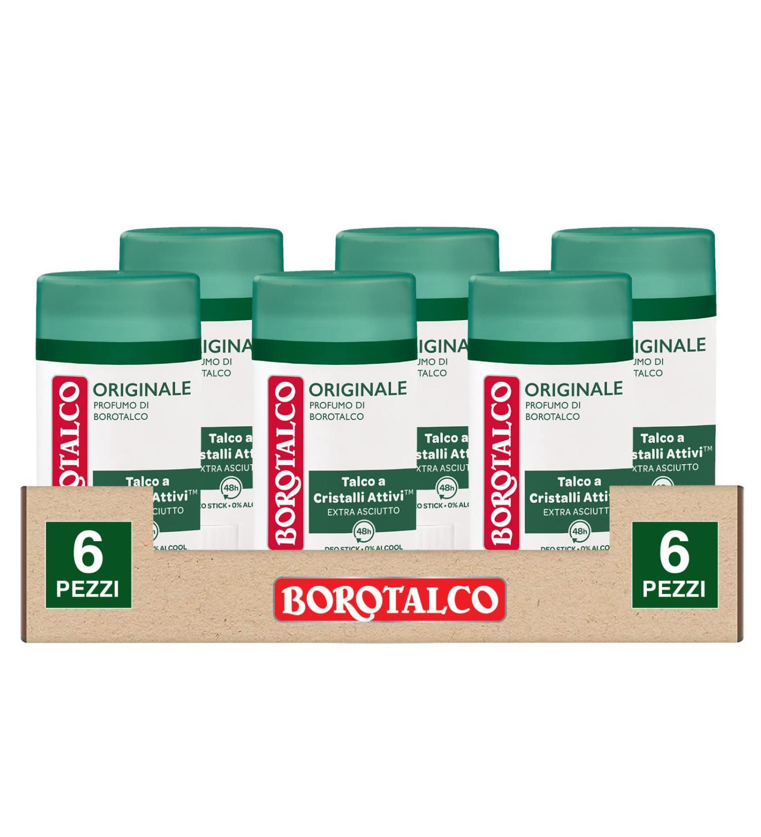  Borotalco Borotalco Original Deo Stick Deodorant with Active Crystal Talc for Dry Skin Moisture Absorbing 48h Efficiency - 6 Bottles of 40ml Each - Buy Online on GoSupps.com