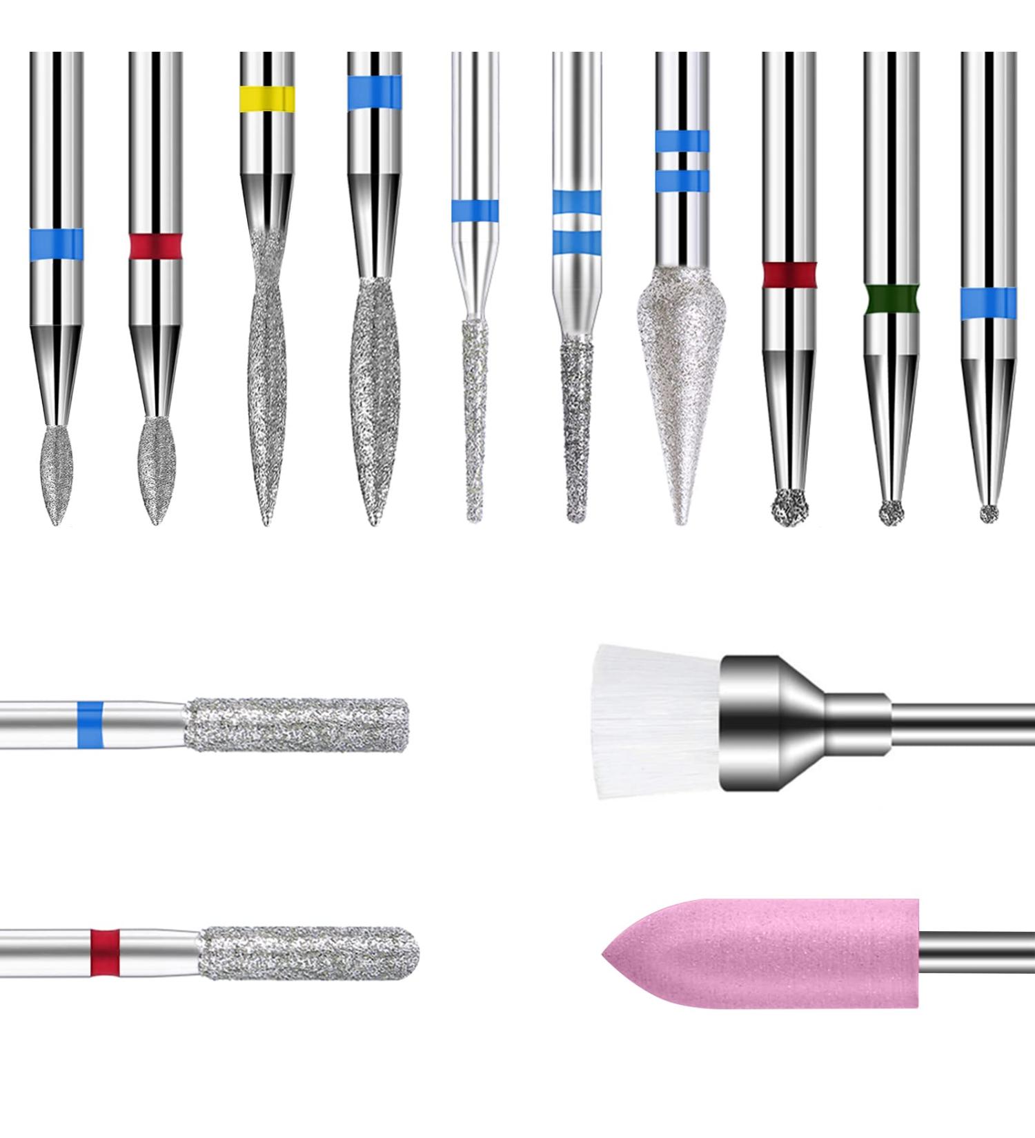 14pcs Acrylic Nail Drill Bits Set with Case - Quartz Pointed Bits for Cuticle Remover & Manicure Tools - Buy Online on GoSupps.com