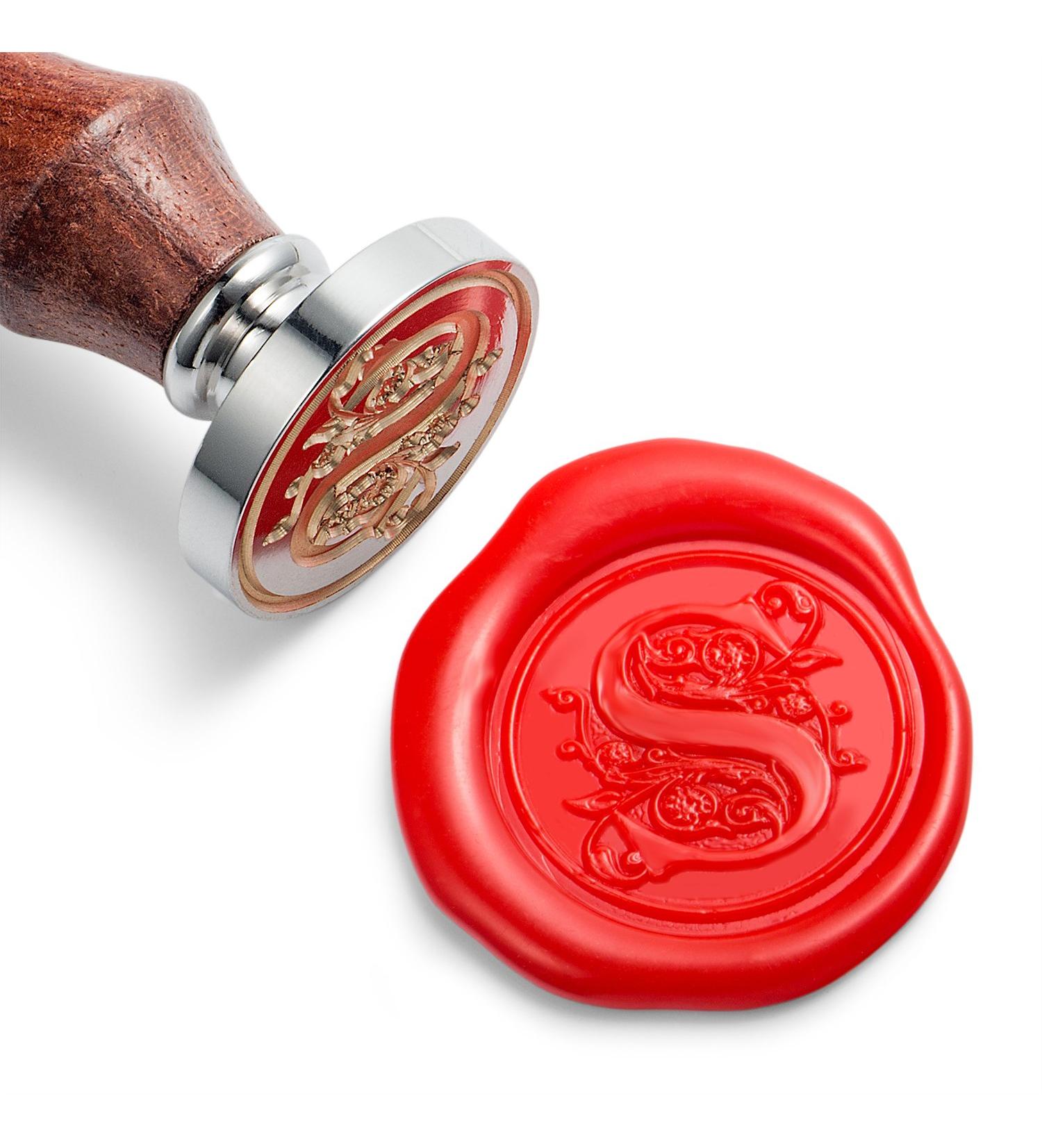 Mceal Wax Seal Stamp  Large Seal 1 1/5(30mm) Dia  Silver Brass Head with Wooden Handle  Regal Letter A to Z Series (Letter S) - Buy Online on GoSupps.com