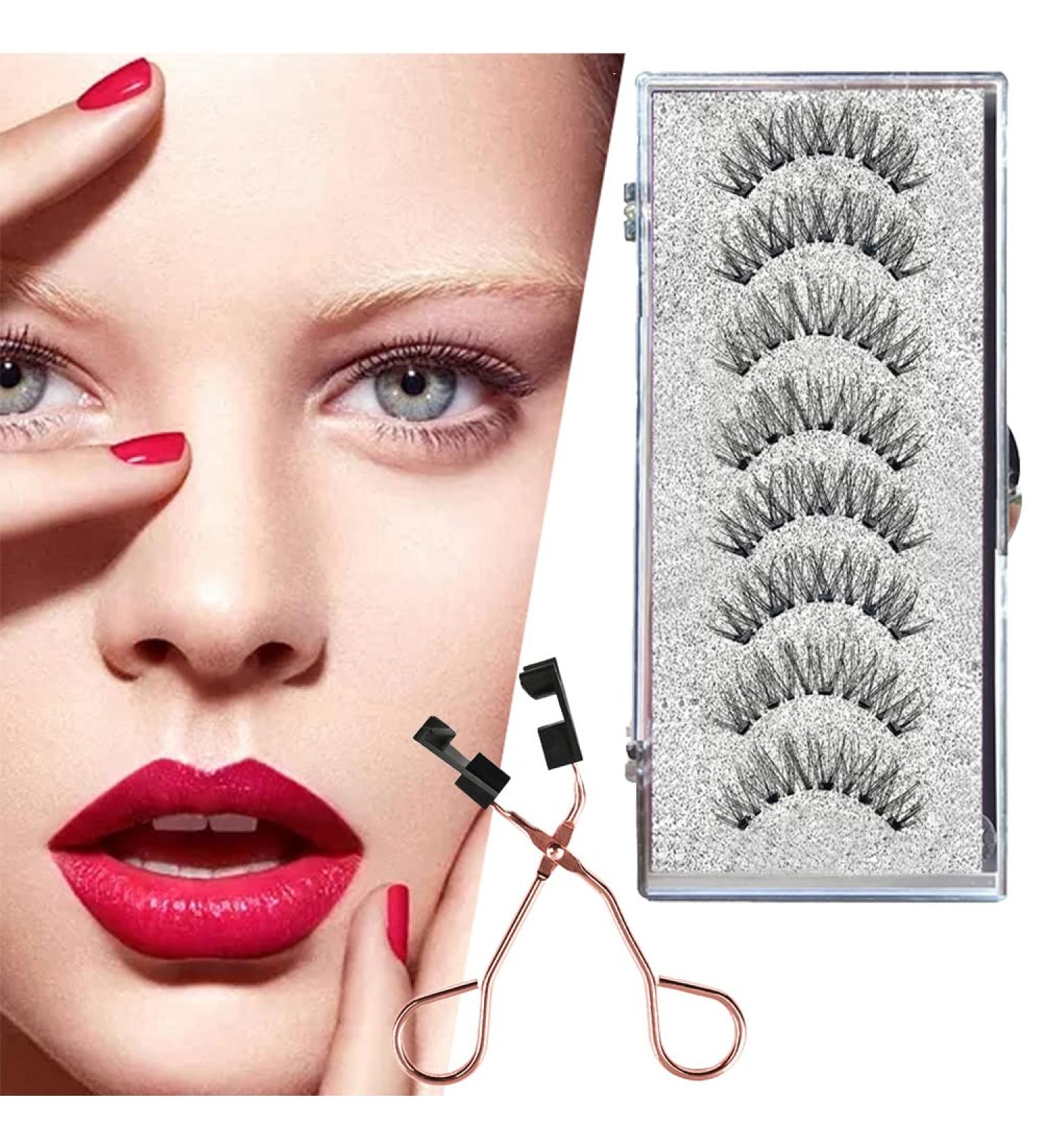 Magnetic False Eyelashes Set - Reusable, Waterproof, Natural Look with 3D Effect | Includes Applicator Noir - Buy Online on GoSupps.com