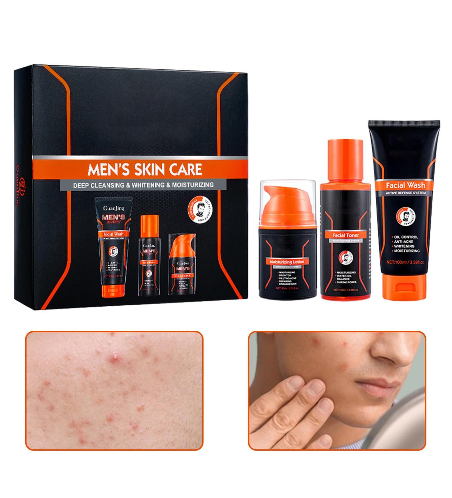 Men's Skin Care Kit Men's Facial Kit - Gentle Moisturizing Facial Cleanser Facial Toner Moisturizing Lotion Tongfeng Men's Skin Care Set - Buy Online on GoSupps.com