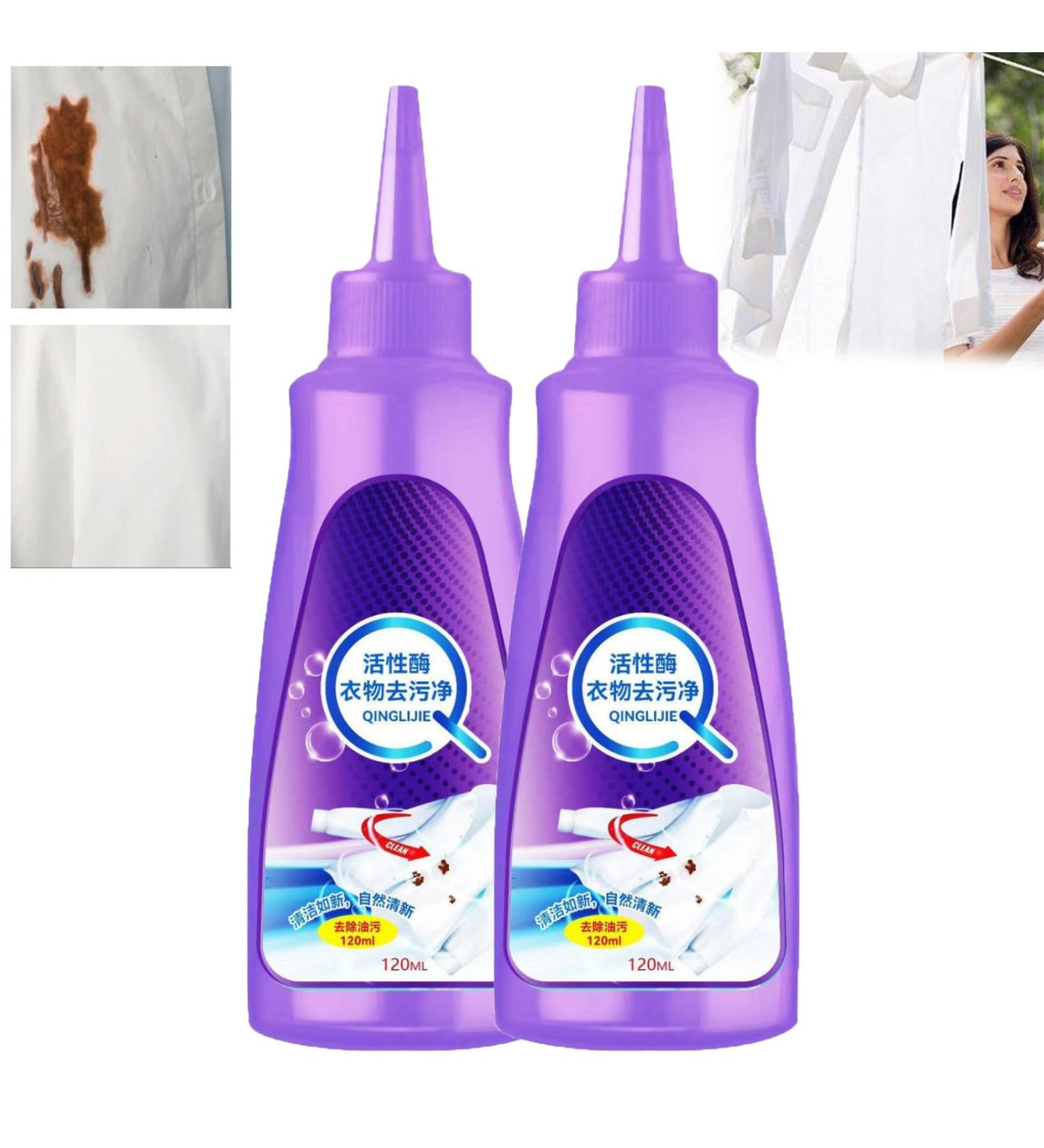 Active Enzyme Laundry Stain Remover Garment Stubborn Stain Cleaner Oil Remover Emergency Stain Rescue Stain Remover for White Clothes Active Enzyme Laundry Detergent for Clothing Cleaning (2PCS) - Buy Online on GoSupps.com