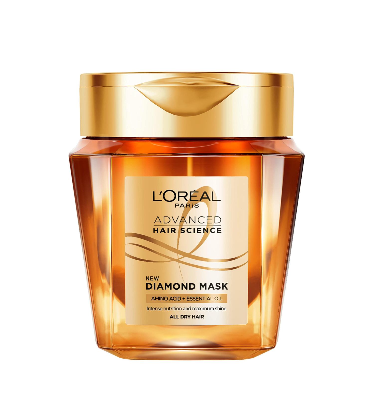 L'Or al Paris Nourishing Diamond Mask - Intensive Care for All Hair Types with Amino Acids & Essential Oils | Advanced Hair Science 250 ml - Buy Online on GoSupps.com