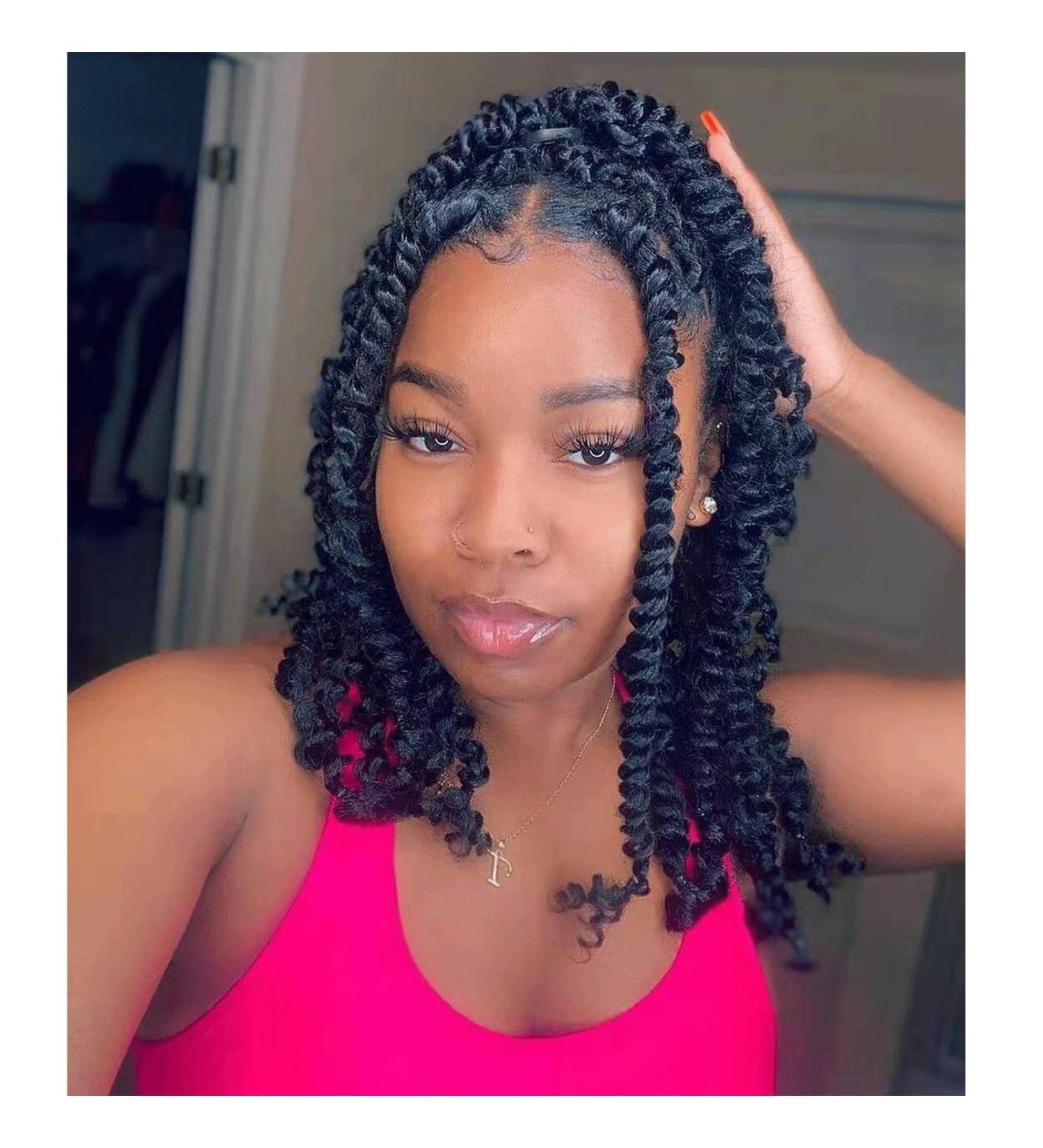 Short Passion Twist Crochet Hair 10 inch Bohemian Curl Packs - 7 Pack Black Women Synthetic Extensions (1B) - Buy Online on GoSupps.com
