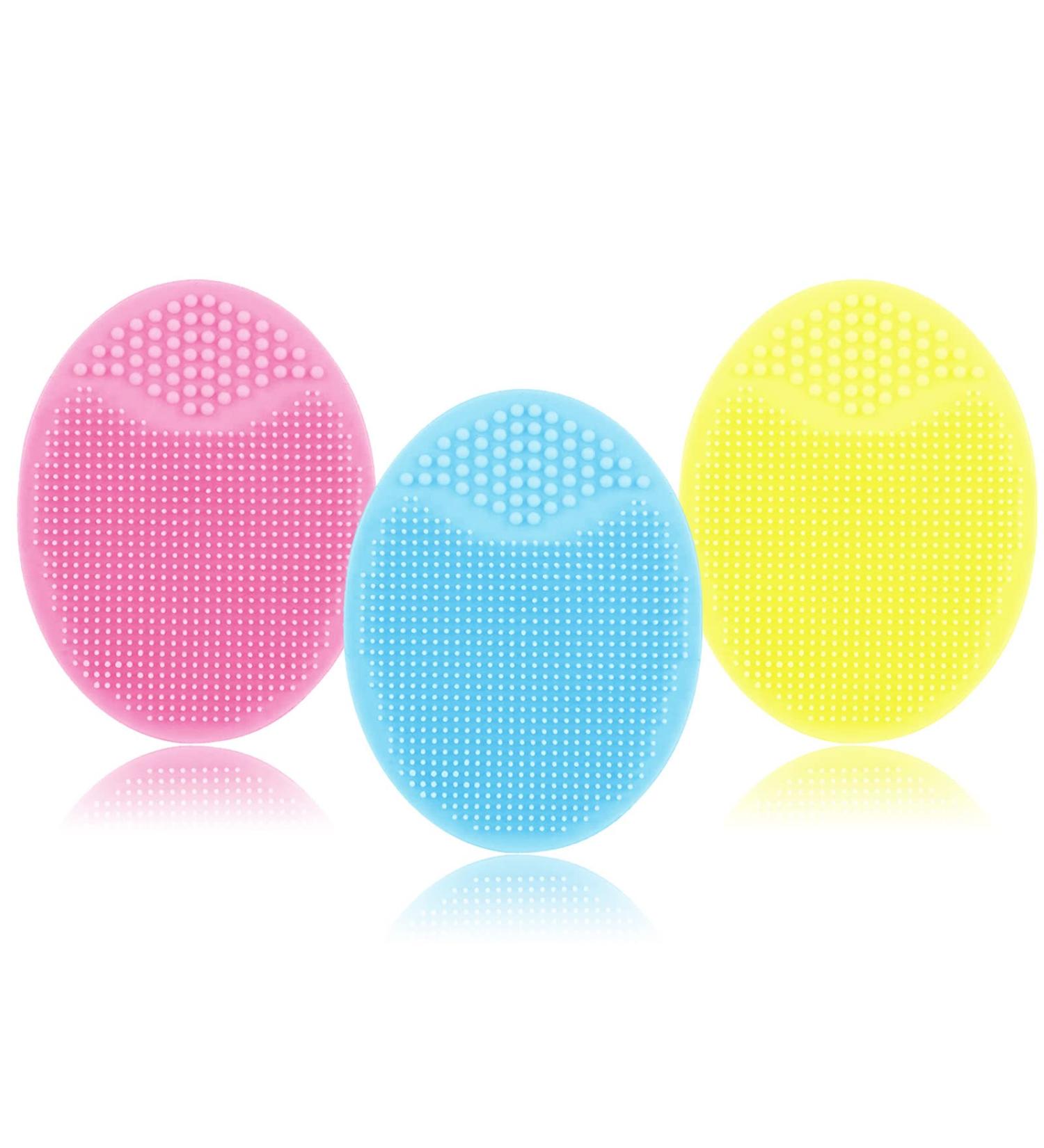 Silicone Face Scrubbers Exfoliator Cleanser Cleansing Brush Pad Men Women Value 3Pack Dry Skin Scrub Scrubby Pore Blackhead Removing Exfoliating-Unique For Girl Sister Best Friend (3 Pack Blue & Pink & Yellow) 3 Pack Mixed Color - Buy Online on GoSupps.com