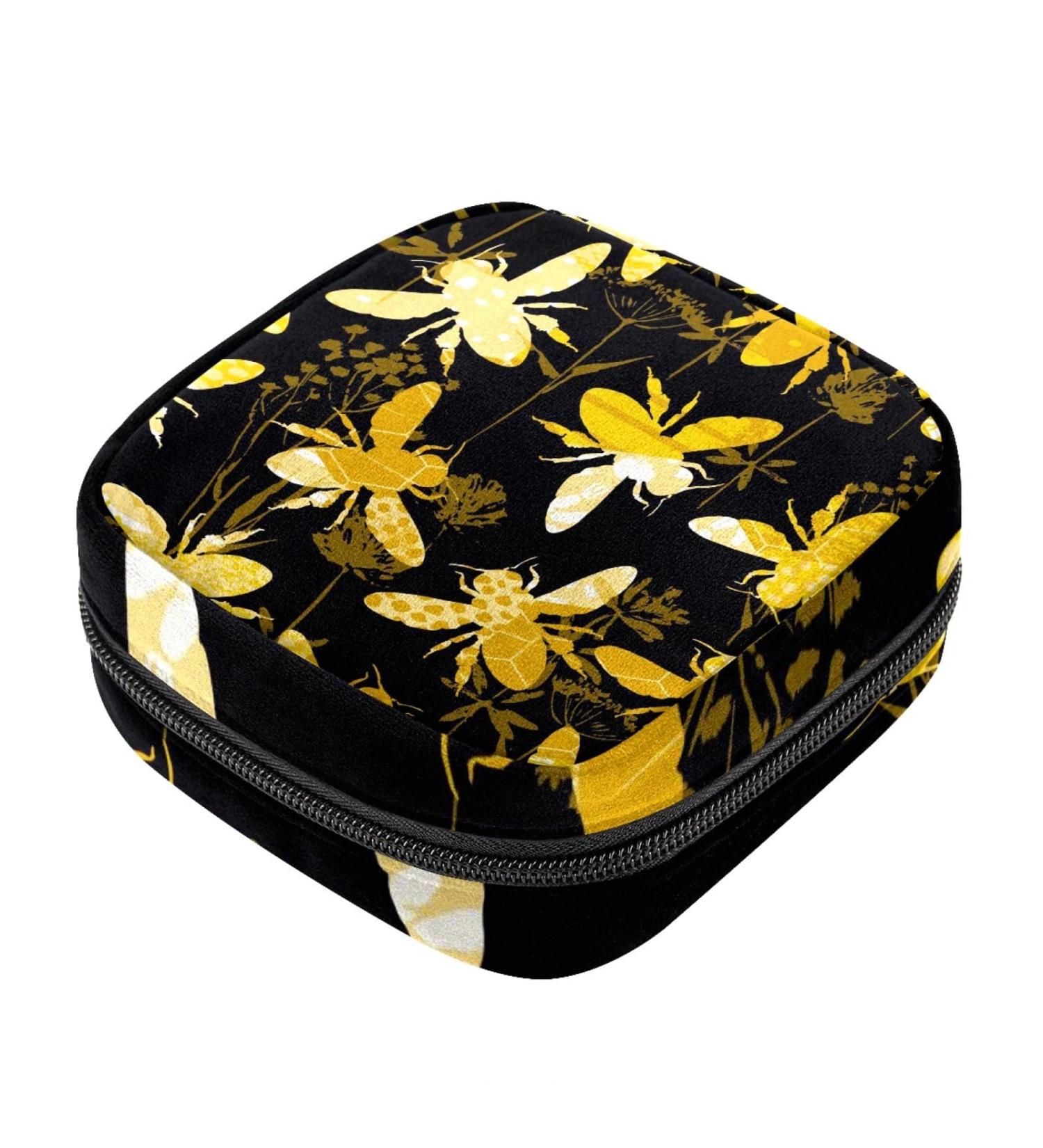 Bee Flower Pattern Menstrual Cup Pouch - Portable Period Kit Bag Color 4 - Buy Online on GoSupps.com