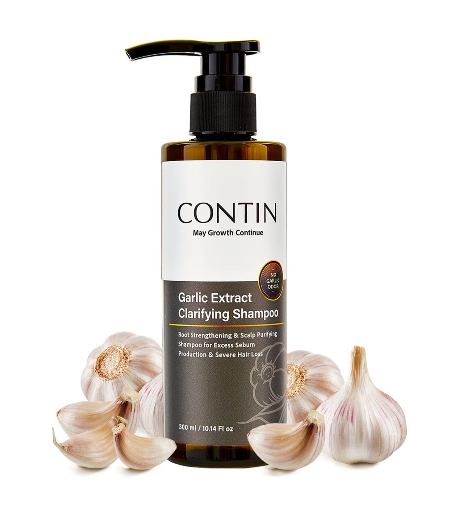 CONTIN Garlic Shampoo: Natural Scalp Treatment for Oily Sensitive Hair, Hair Loss, Growth, Anti-Thinning & Dandruff - Strengthen Roots, Clarify Follicles, Unscented - Thicker Fuller Hair - Buy Online on GoSupps.com
