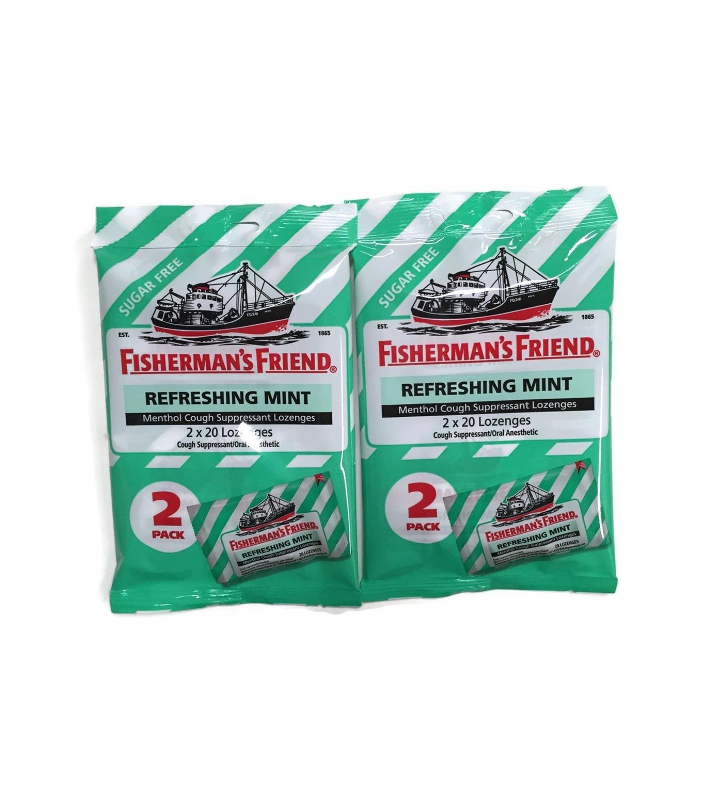 2 Sets of Sugar Free Fisherman's Friend Refreshing Mint Cough Suppressant Lozenges - 40 Count Bags - Buy Online on GoSupps.com