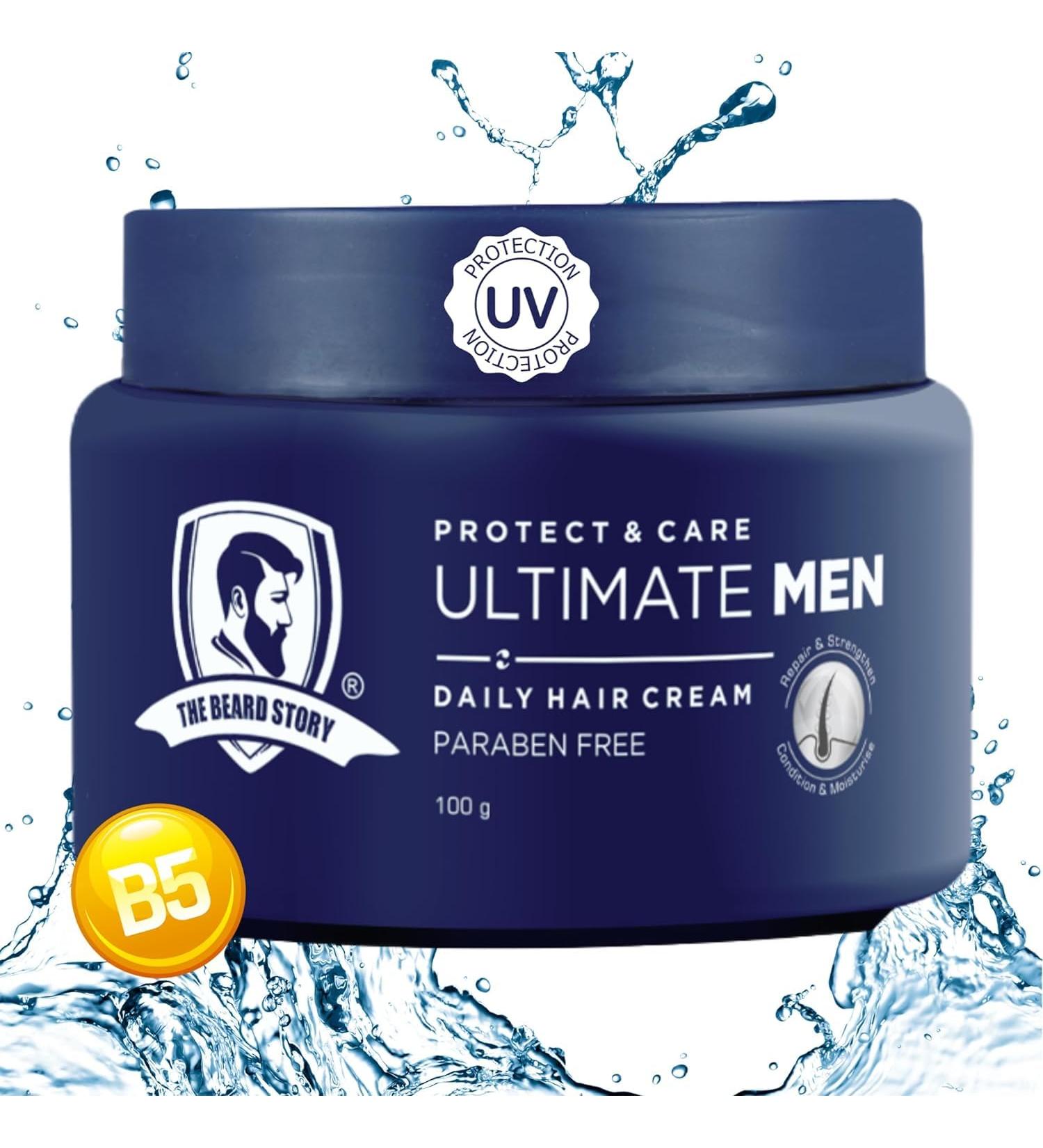 Buy Beard Story Hair Cream for Men - Daily Use UV Protection Soft & Manageable Hair Long-Lasting Moisturization Matte Finish 100 gm - Fast International Shipping - Buy Online on GoSupps.com