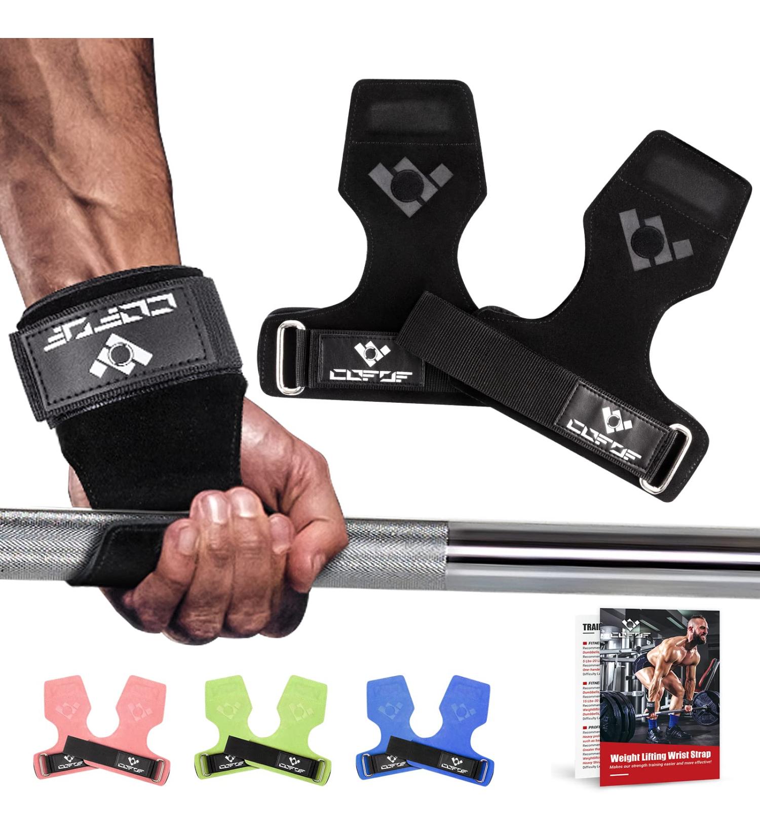 COFOF Zughilfen Leather Lifting Straps for Bodybuilding & Weight Lifting | Professional Strength Training Aid for Men & Women - Midnight Black - Buy Online on GoSupps.com