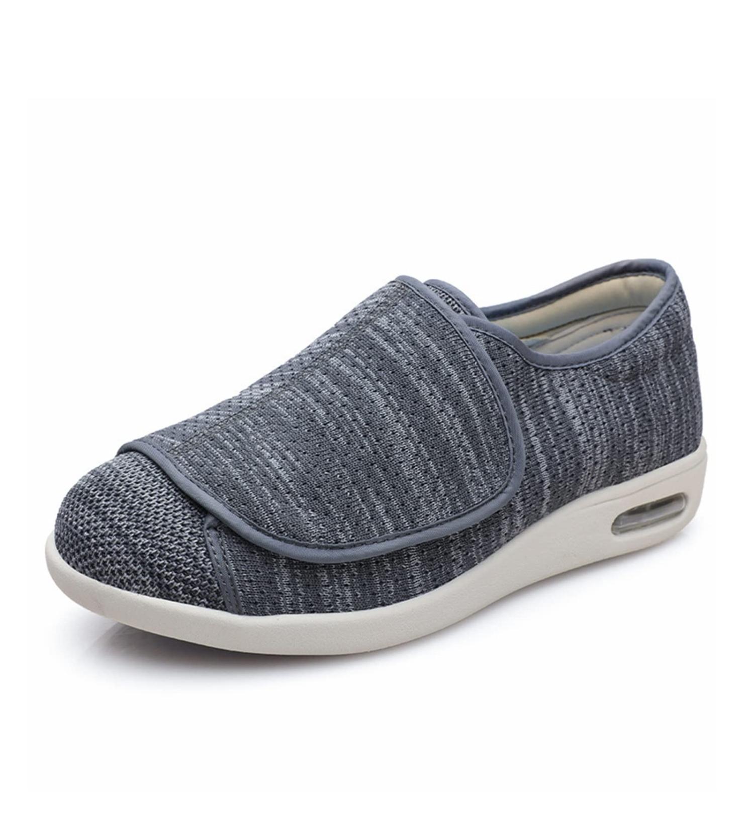 Adjustable Diabetic Slipper Shoes | Extra Wide Non-Slip Recovery Shoe for Swollen Feet and Plantar Fasciitis | Lightweight Elderly Footwear (Dark Grey, 28.5cm) - Buy Online on GoSupps.com