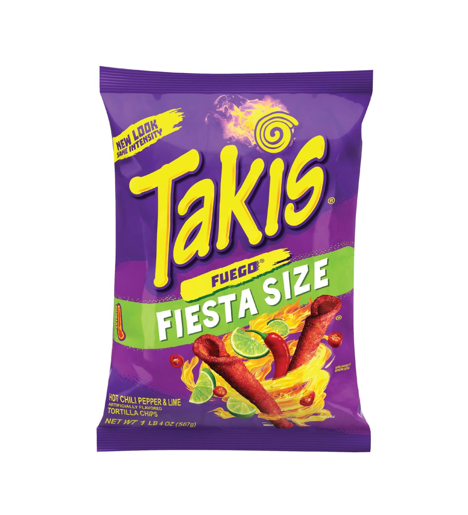 Takis Fuego Rolled Tortilla Chips - Hot Chili Pepper & Lime Flavor - 20oz Fiesta Size Bag - Buy Online on GoSupps.com