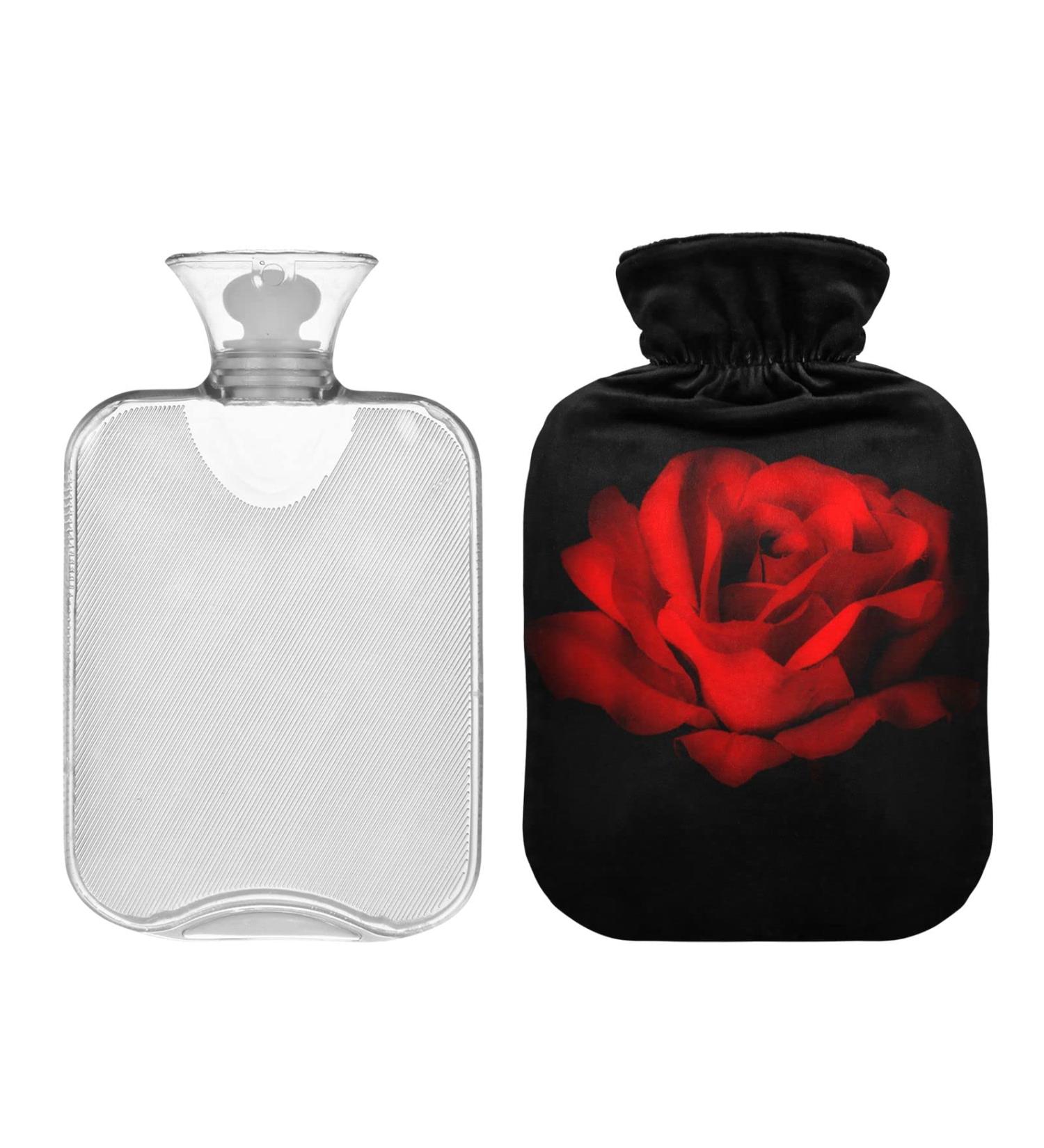 Hot Water Bottle 2L with Cover - Red Rose Design for Pain Relief | Hand & Feet Warmer for Winter - Buy Online on GoSupps.com