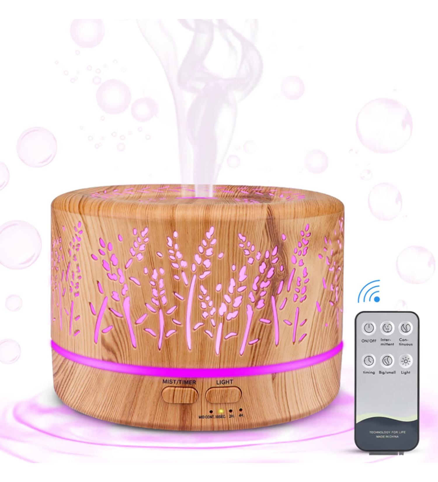 500ml Premium Essential Oil Diffuser | Aromatherapy Humidifier with Timer | Auto-Off Safety Switch | 7 Colors Ultrasonic Cool Mist | Home Office Room Wood Grain - Buy Online on GoSupps.com
