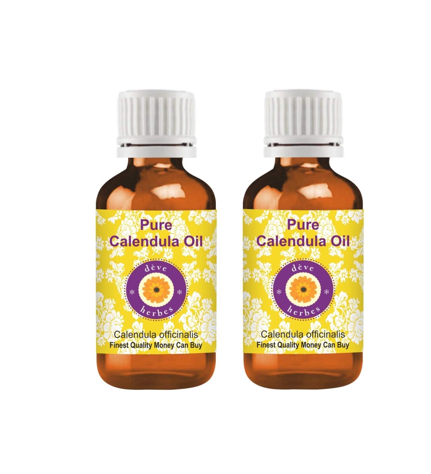 Deve Herbes Pure Calendula Oil Calendula officinalis 100 Natural Therapeutic Grade Infused Oil Pack of Two 2 x 100 ml - Buy Online on GoSupps.com