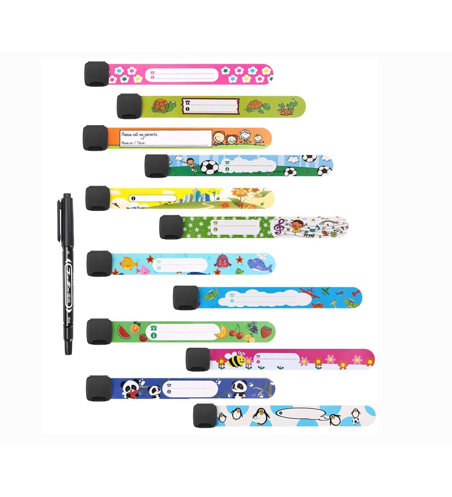 Jieddey Children's Name Bracelet Set - 12 PVC Waterproof Emergency ID Bracelets for Kids & Toddlers - Perfect for Safety & Fun! - Buy Online on GoSupps.com