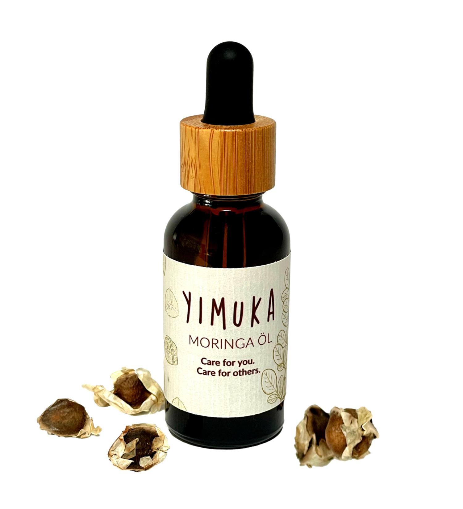 Yimuka 100% Pure Moringa Oil 30ml | Vegan Organic Skincare Oil | Sustainable Moisture Care with Bamboo Pipette - Buy Online on GoSupps.com