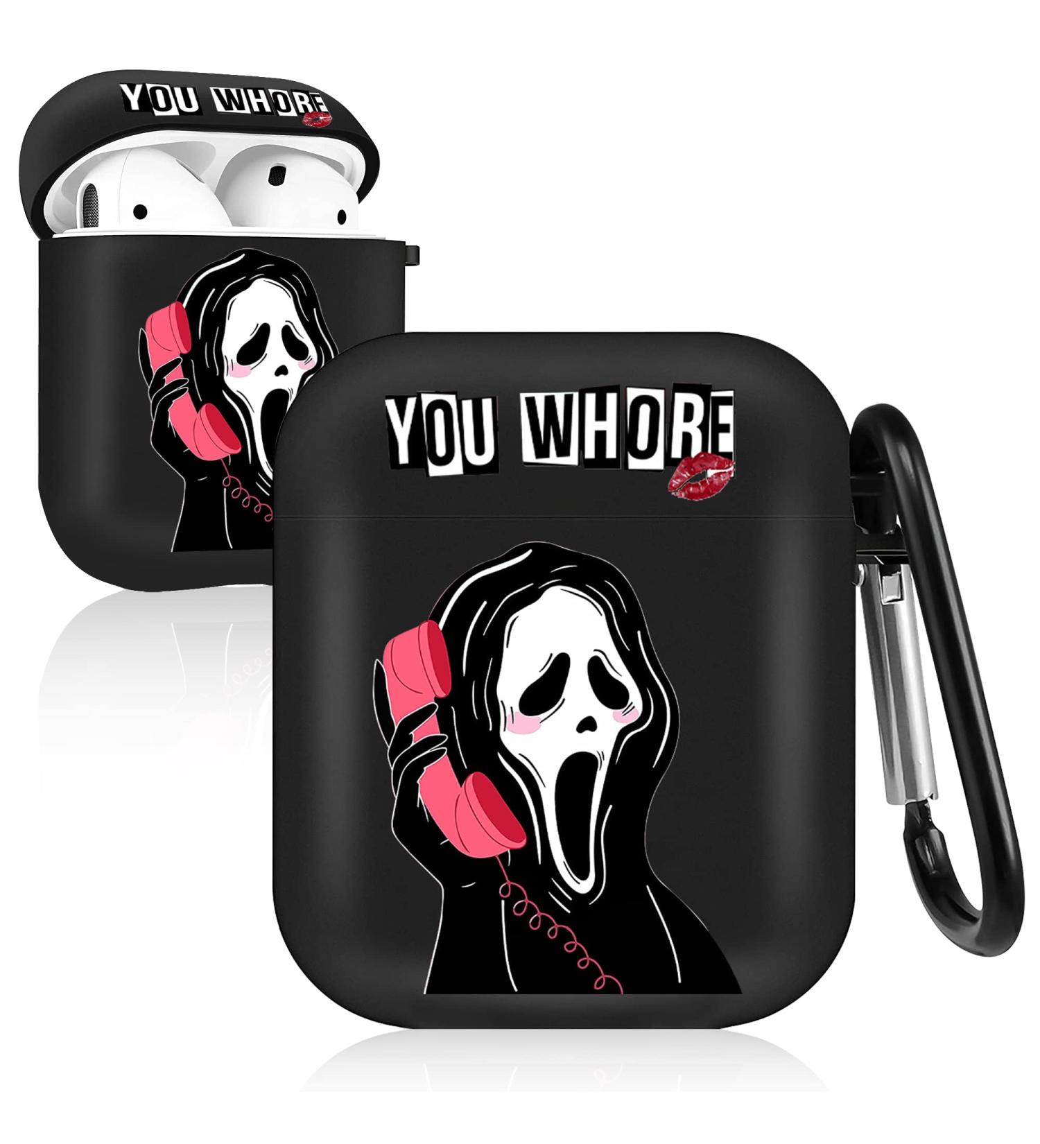 HooYiiok Scream Ghost Airpods Case 2nd Gen- Funny Horror Cover with Keychain (Black) - Buy Online on GoSupps.com