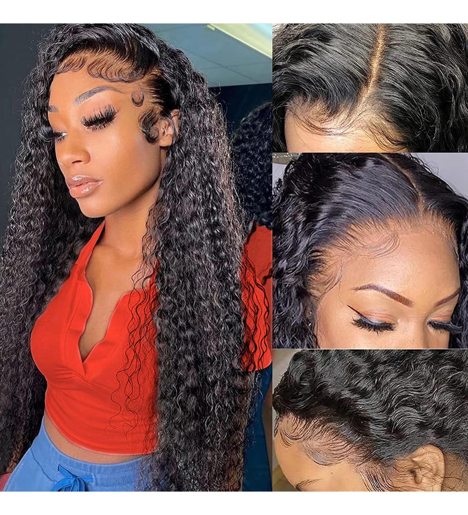 30 Inch Deep Wave Frontal Wig | 10A Brazilian Human Hair | Wet and Wavy | HD Transparent Lace | Pre Plucked 180% Density - Buy Online on GoSupps.com