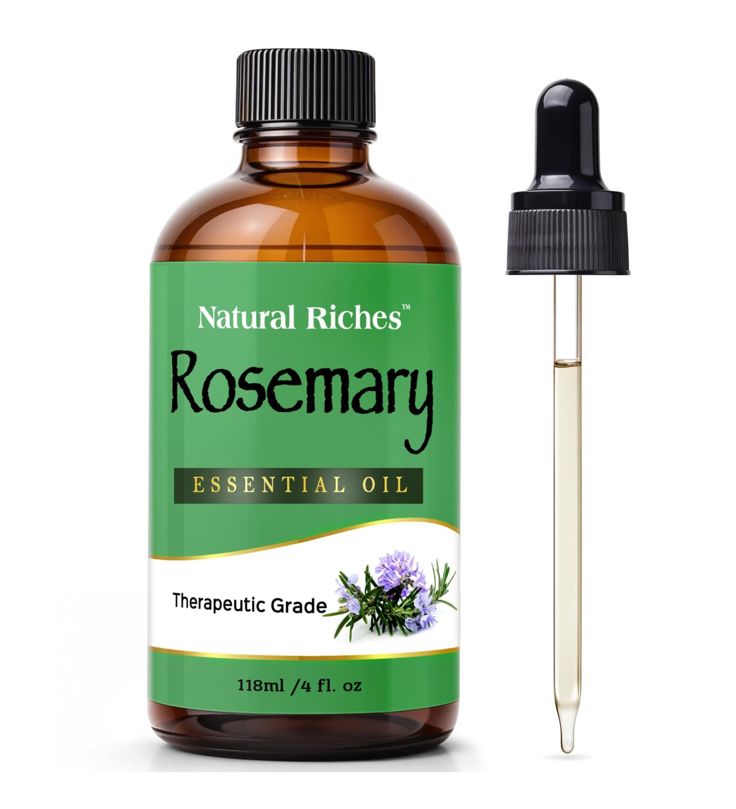 Natural Riches Rosemary Essential Oil | Premium Grade 100% Natural and Pure Rosemary Oil for Hair Growth Skin Face Aromatherapy & Essential Oil for Diffuser | - 4 fl oz - Buy Online on GoSupps.com
