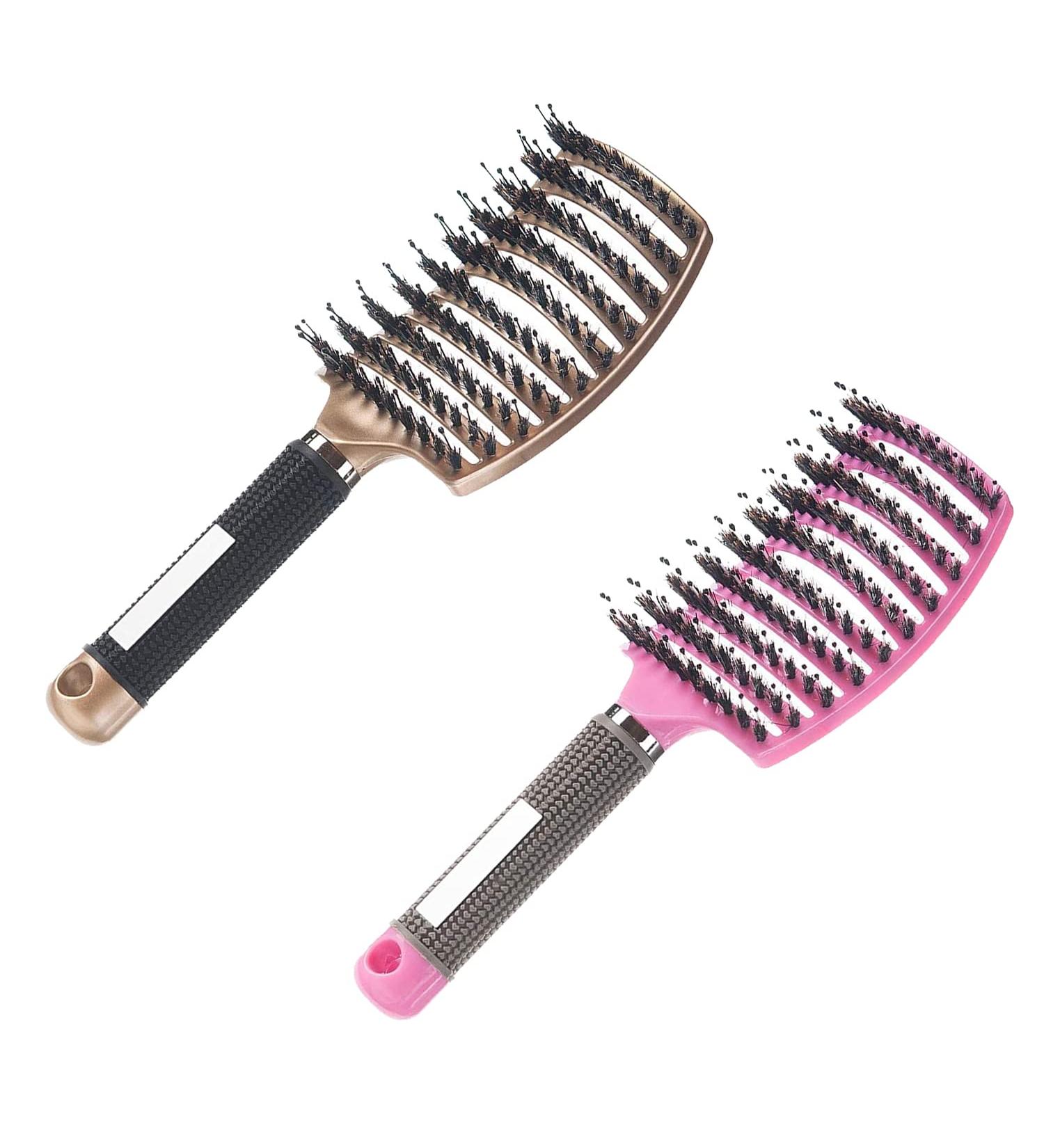 Voremy Magical Detangling Brush for Wet or Dry Hair - Curved & Vented Design - Men, Women, Kids - Long, Thick, Thin, Curly Hair - Pink+Gold - Buy Online on GoSupps.com