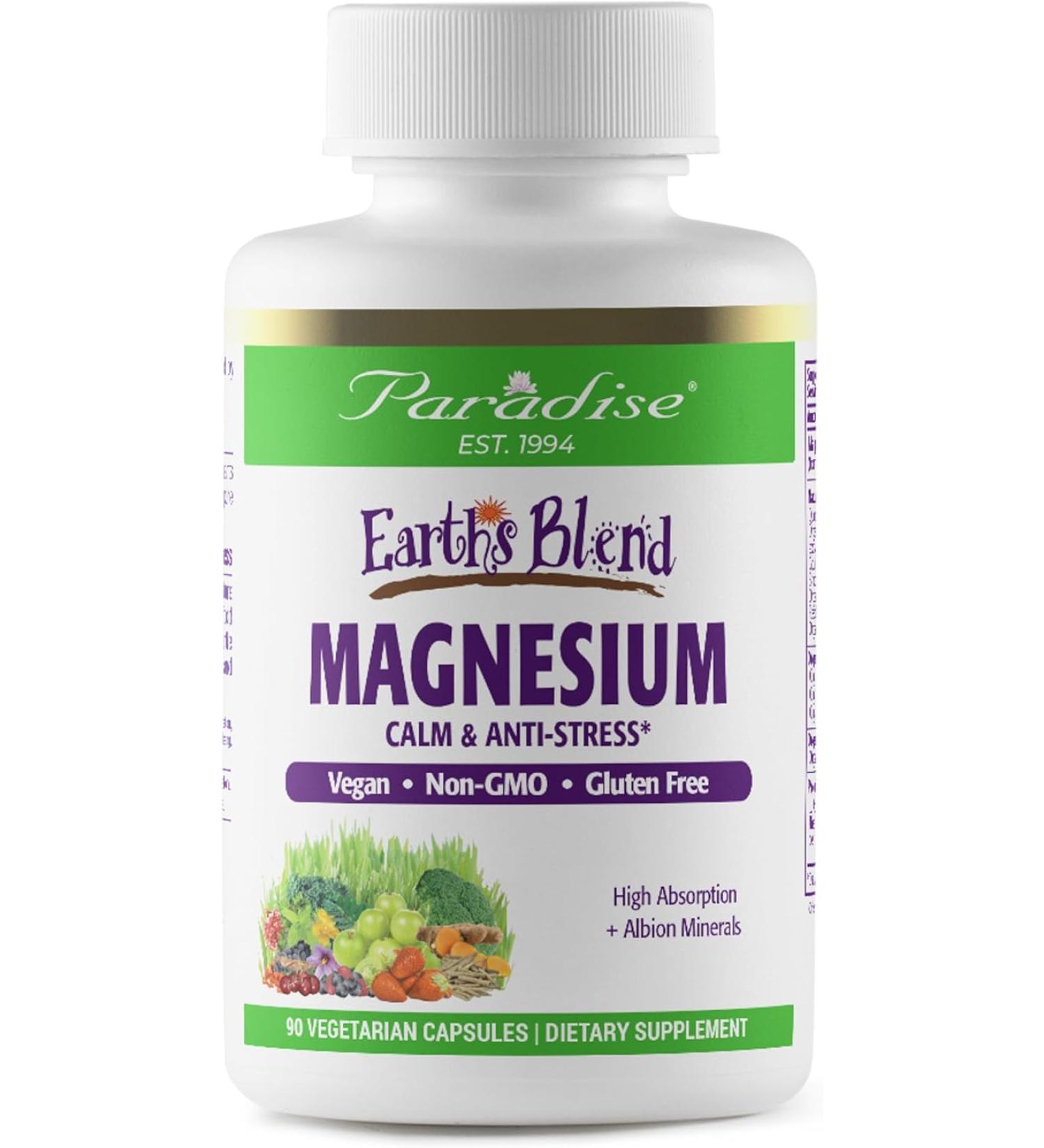 Buy Paradise Herbs Earthâ€™s Blend Magnesium - 90 Vegetarian Capsules for Optimal Health - Buy Online on GoSupps.com