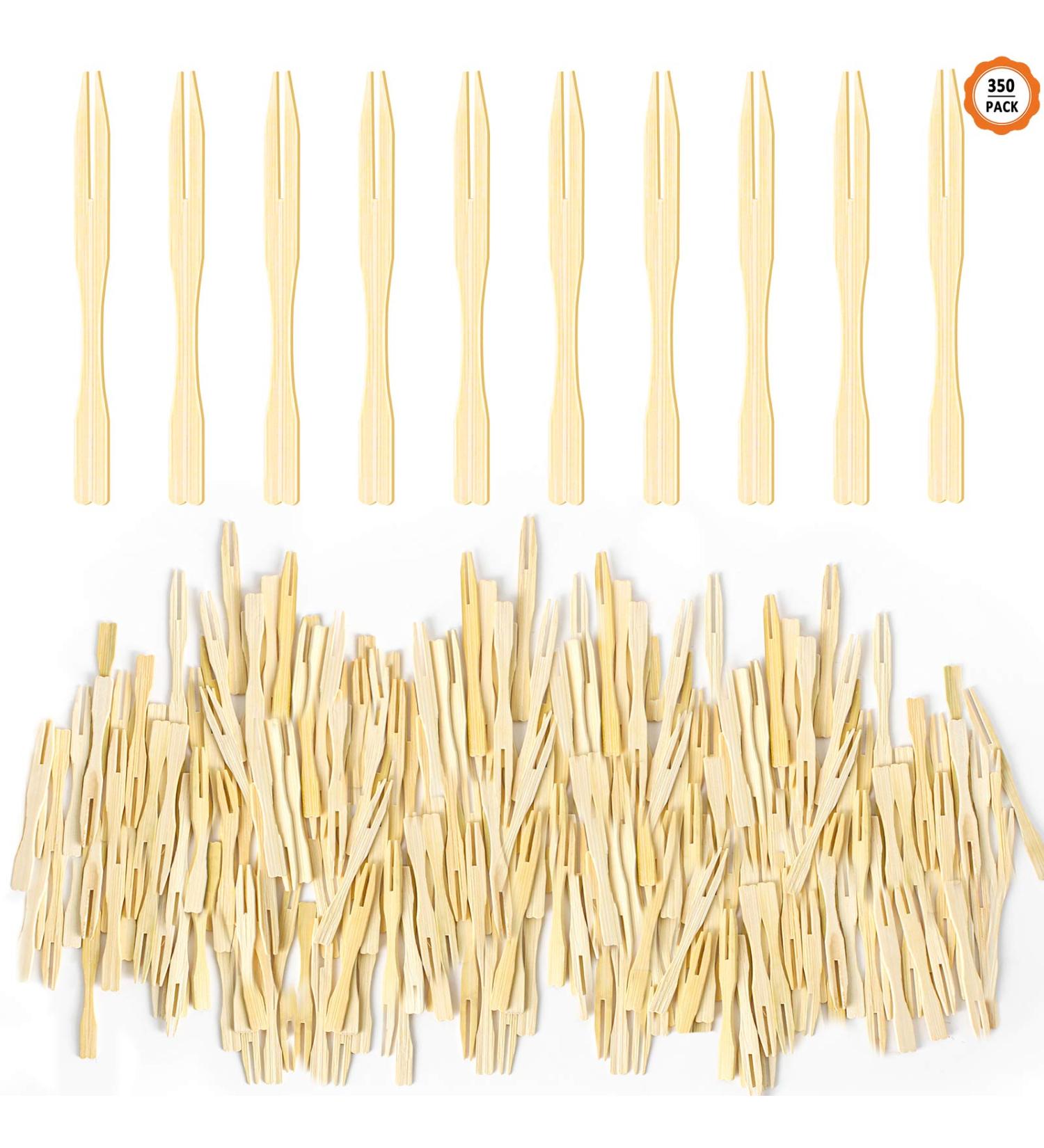 350 PCS Bamboo Forks 3.5 Inch Disposable Food Bamboo Picks Mini Food Bamboo Forks Eco-Friendly Bamboo Picks for Appetizer Fruit Dessert Barbeque Snacks Sandwich - Buy Online on GoSupps.com
