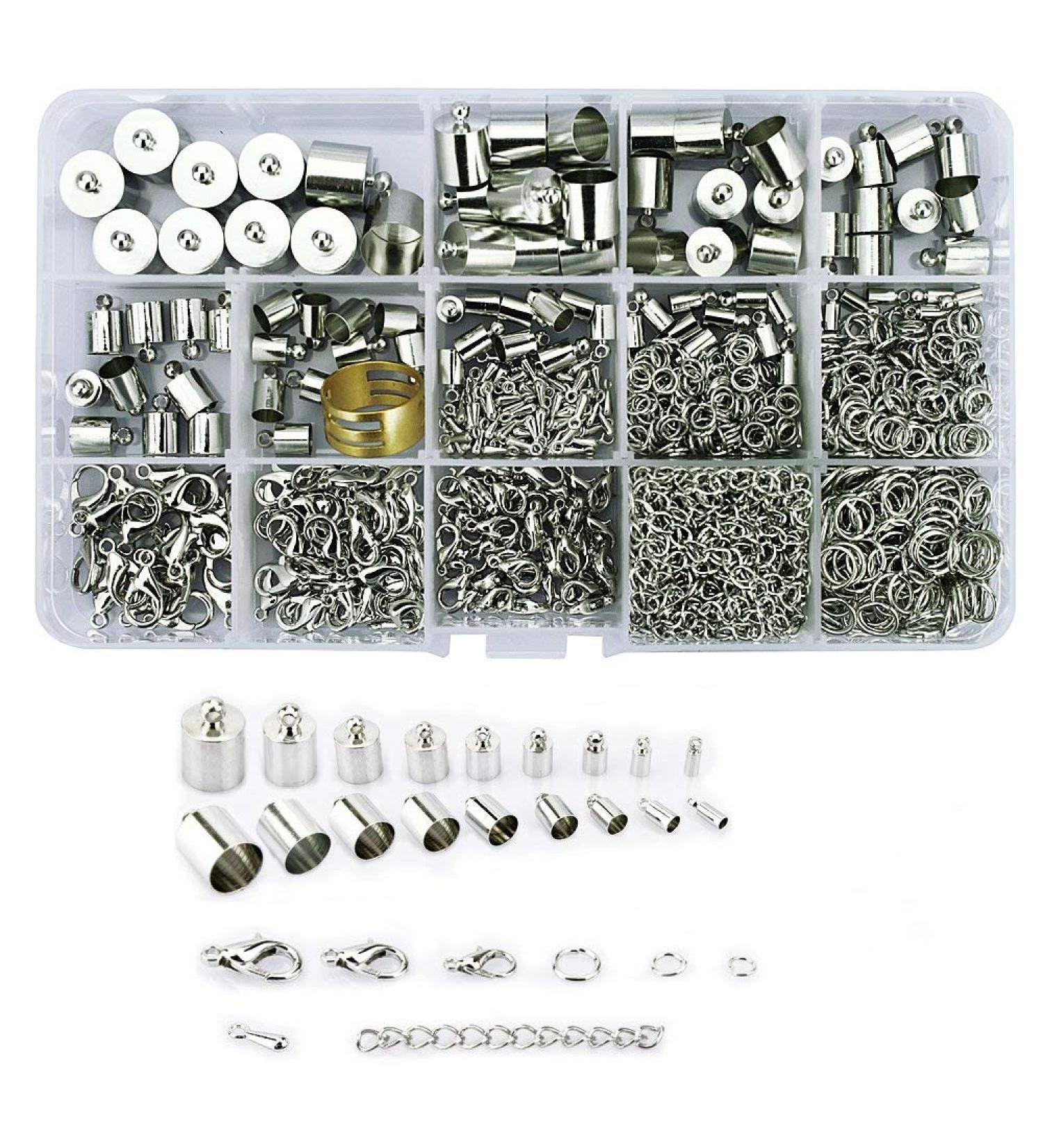 Silver Plated Barrel Leather Cord Ends & Lobster Clasp Kit - 1000pcs - Buy Online on GoSupps.com