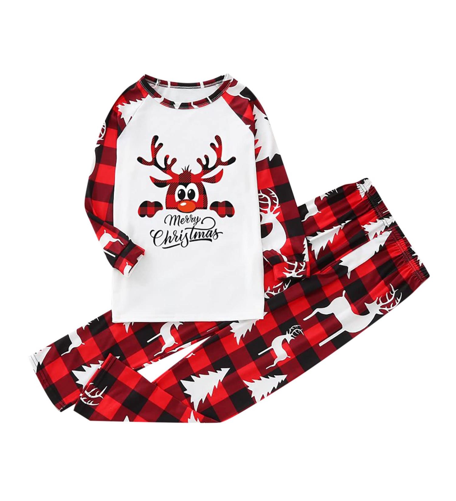 Merry Christmas Plaid Family Matching Set - Top and Pants for Women, Men, and Kids - Homewear Suit - 7-kid-black, 10Y - Buy Online on GoSupps.com