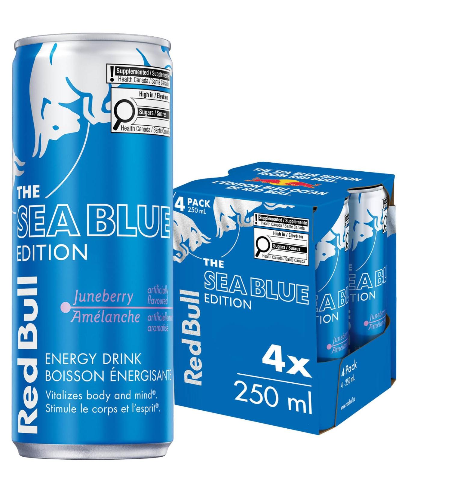 Red Bull Energy Drink The Sea Blue Edition 250ml (4 pack) Juneberry - Buy Online on GoSupps.com